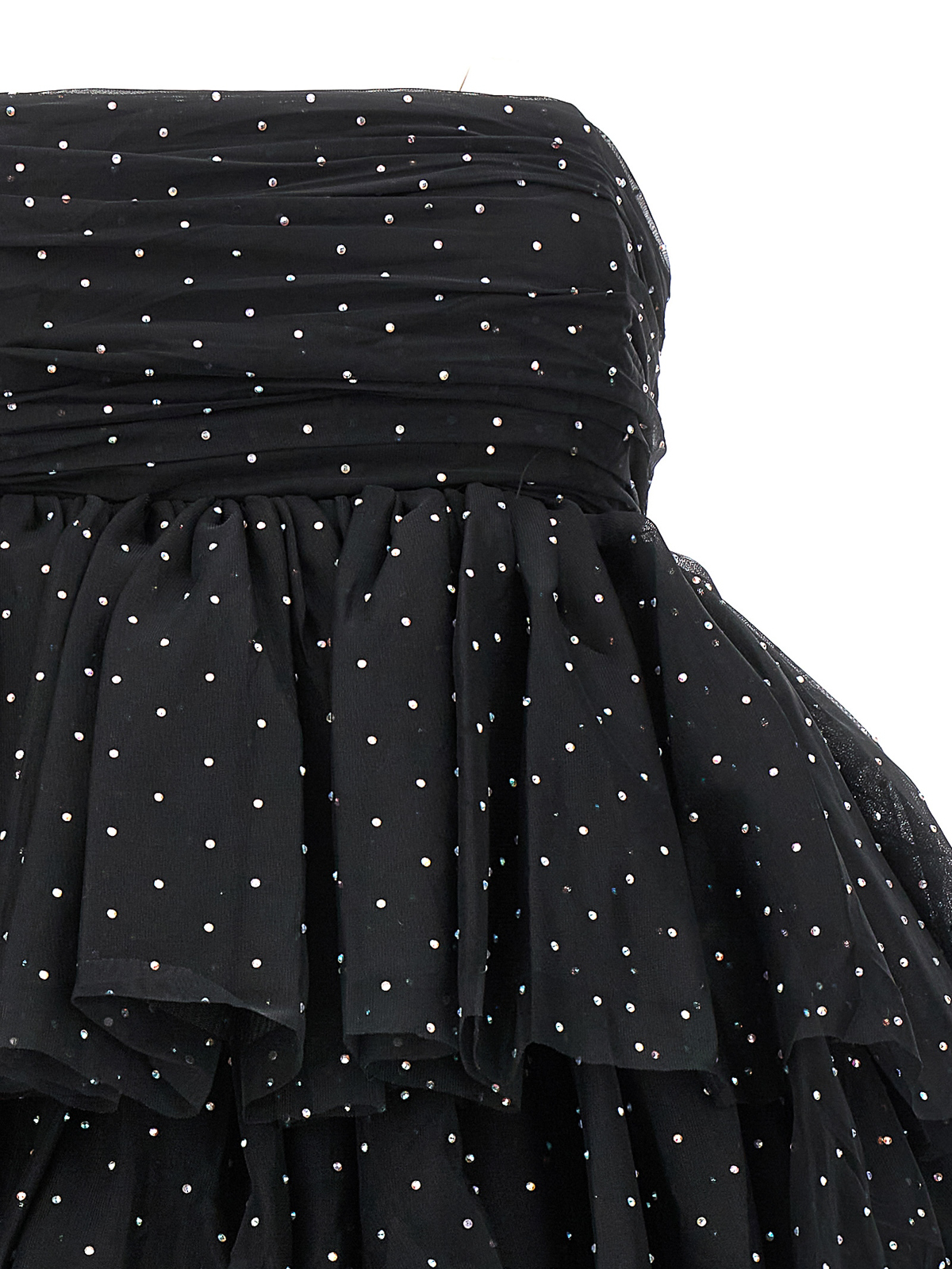 Shop Rotate Birger Christensen Mesh Mini Ruffle Dress In Negro