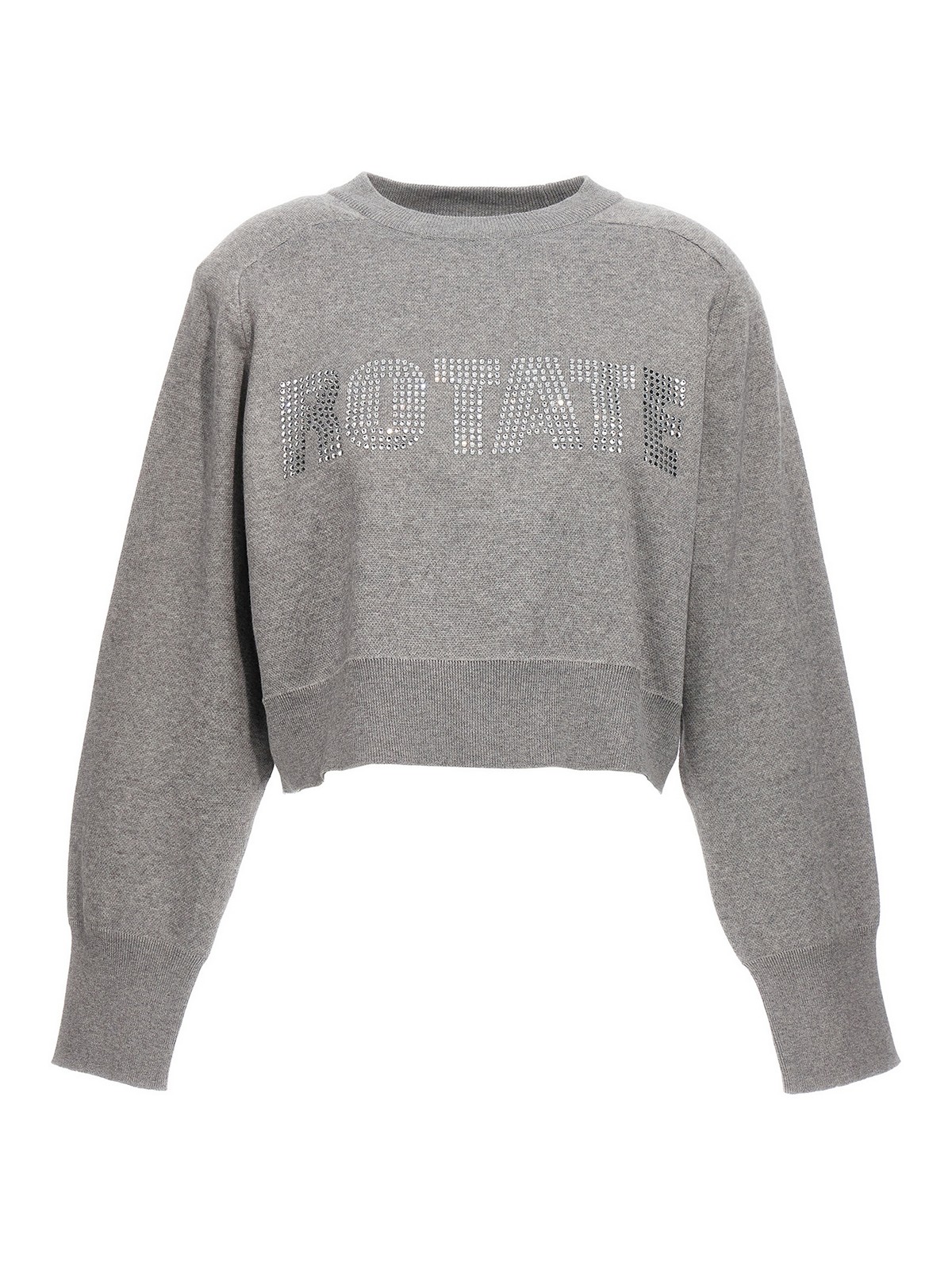 Rotate Birger Christensen Firm Knit Cropped Sweater In Grey