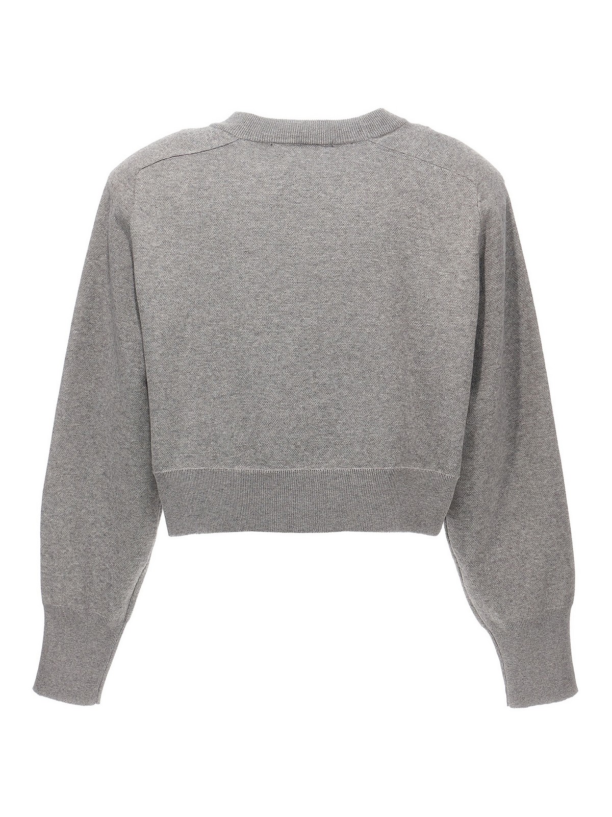 Shop Rotate Birger Christensen Firm Knit Cropped Sweater In Grey