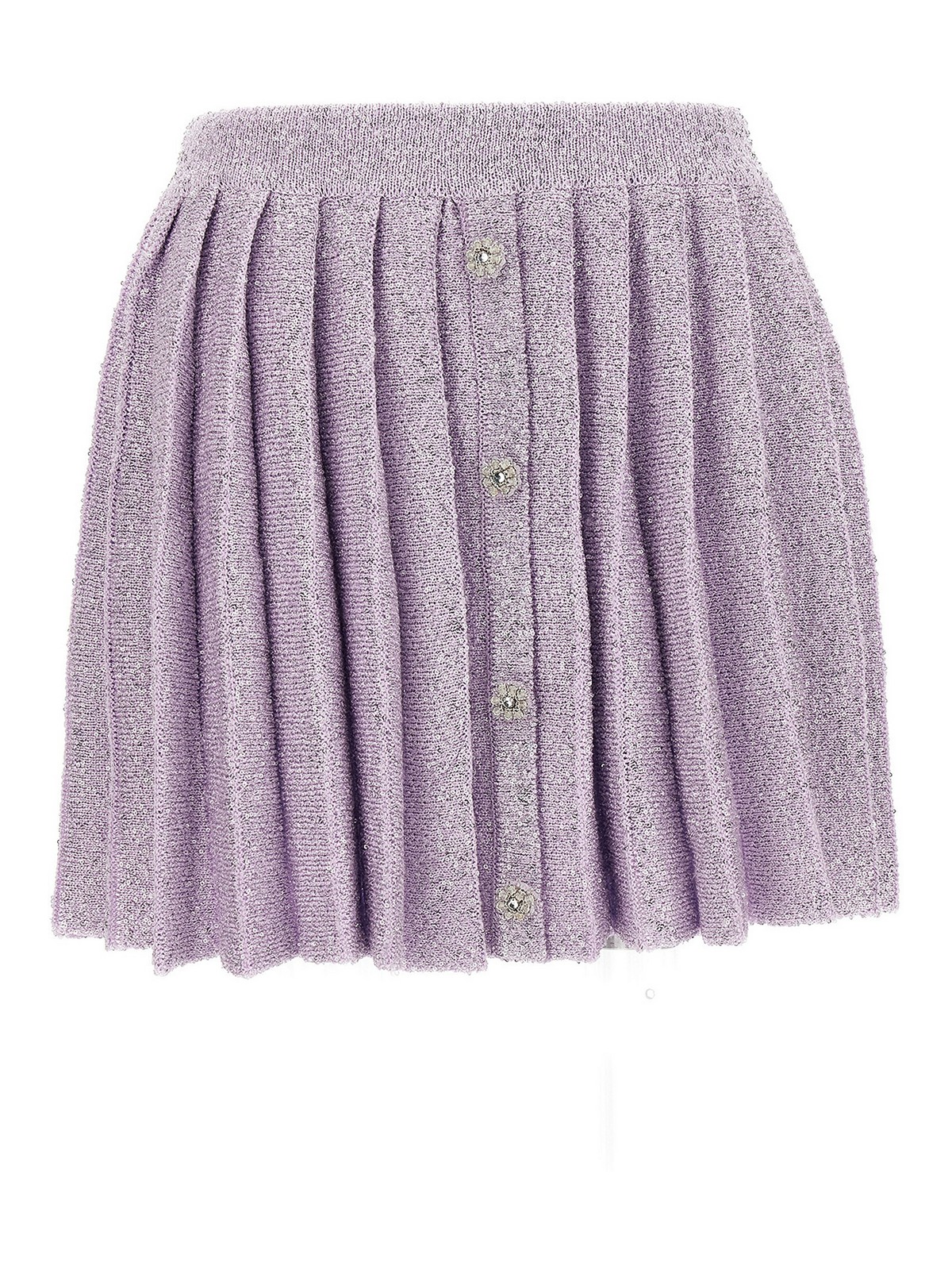 Shop Self-portrait Lilac Sequin Pleated Knit Skirt In Purple