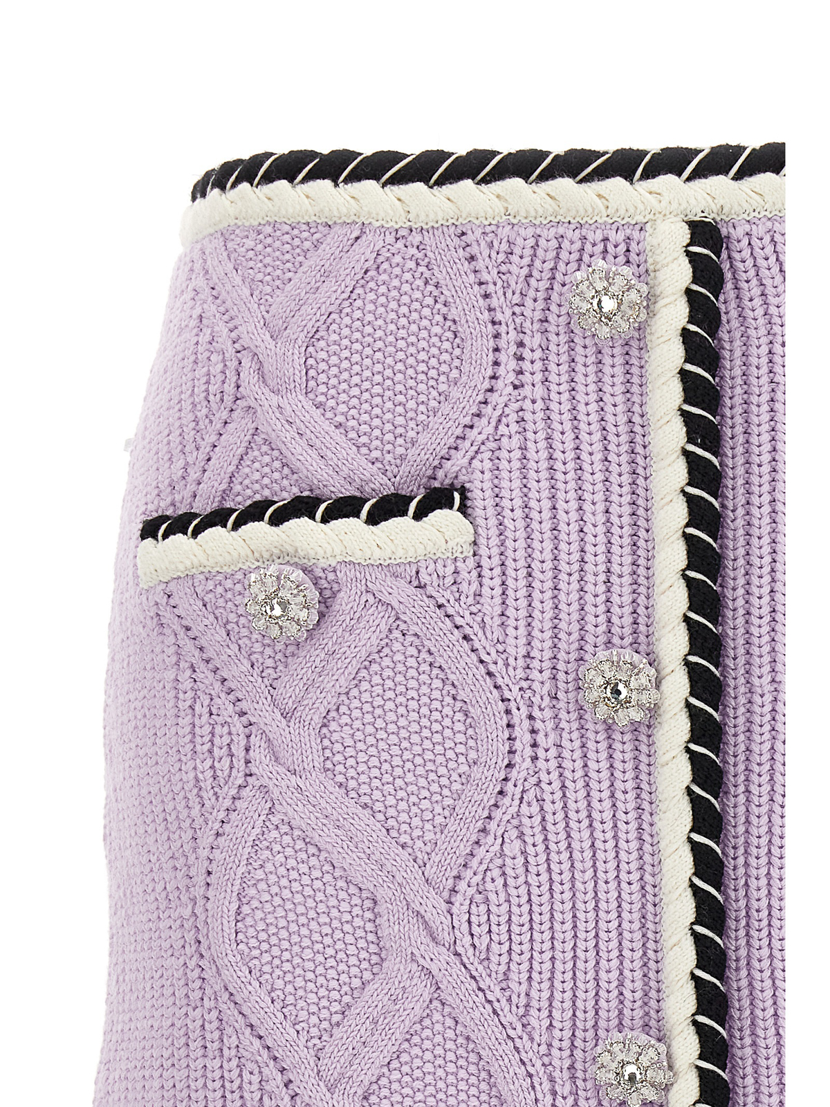 Shop Self-portrait Lilac Knit Mini Skirt In Purple