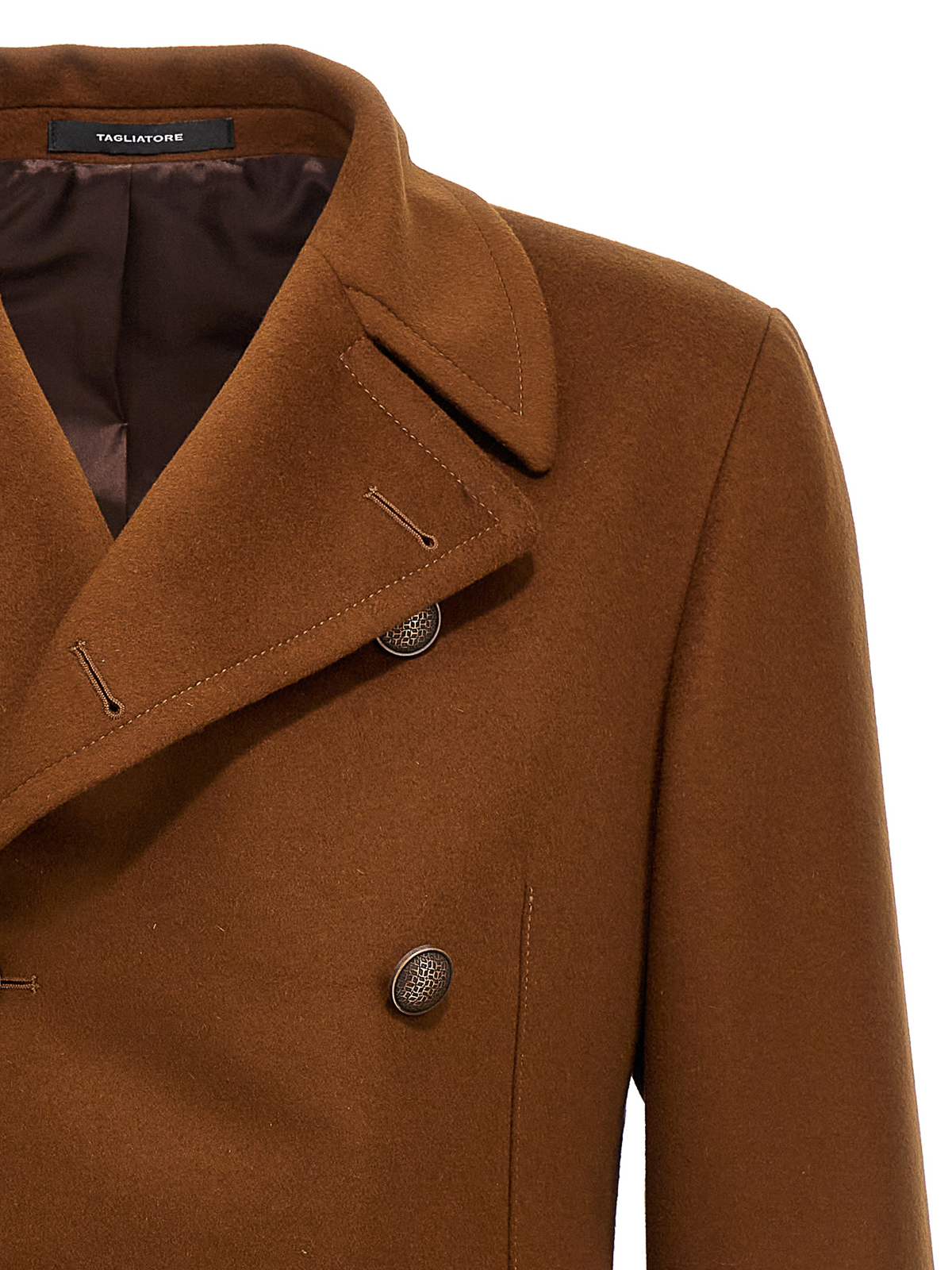 Tagliatore Double Breasted Coat in Brown for Men