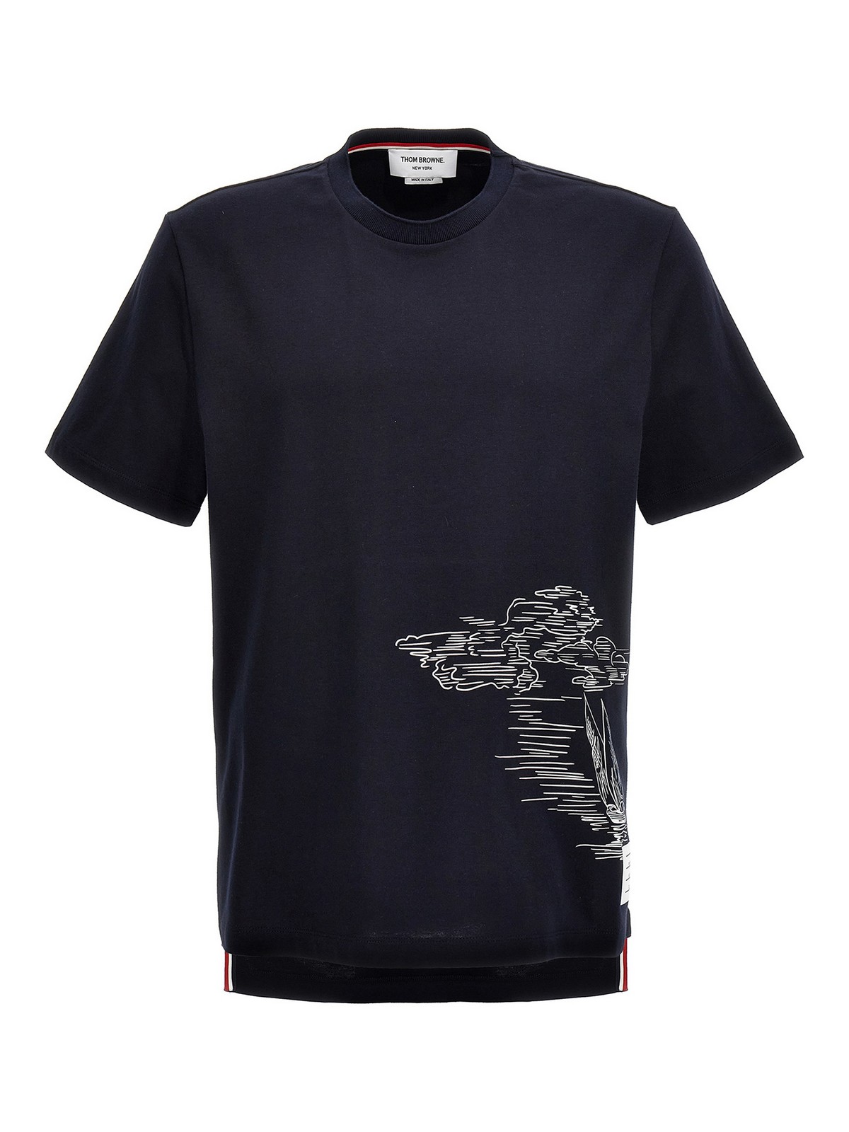Tシャツ・カットソー THOM BROWNE Men T Shirts MJS221AJ0058415 Blue Thom Browne Printed T-shirt - Blue - Men | MJS223AJ0058415