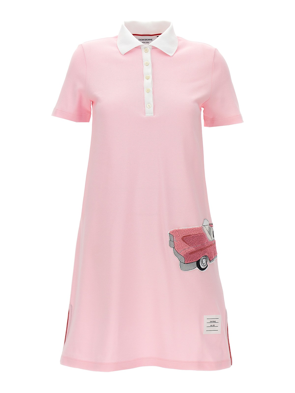Shop Thom Browne Patch Polo Dress In Color Carne Y Neutral