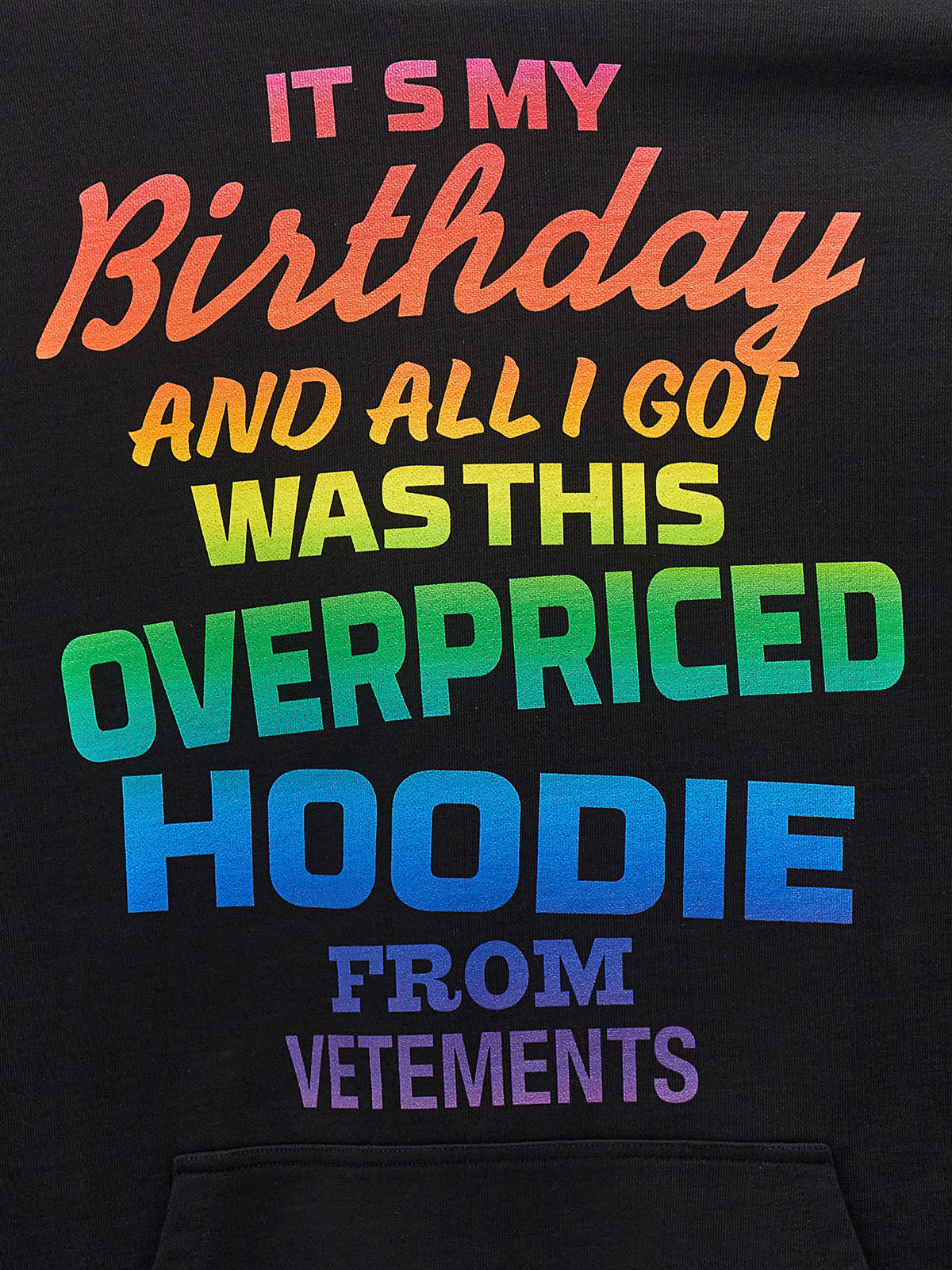 Shop Vetements Overpriced Birthday Hoodie In Negro