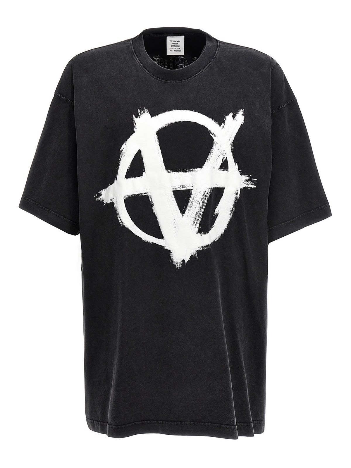 Vetements Reverse anarchy T-shirt | UE54TR190XWASHEDBLACKWHITE Vetements Reverse anarchy T-shirt | UE54TR190XWASHEDBLACKWHITE