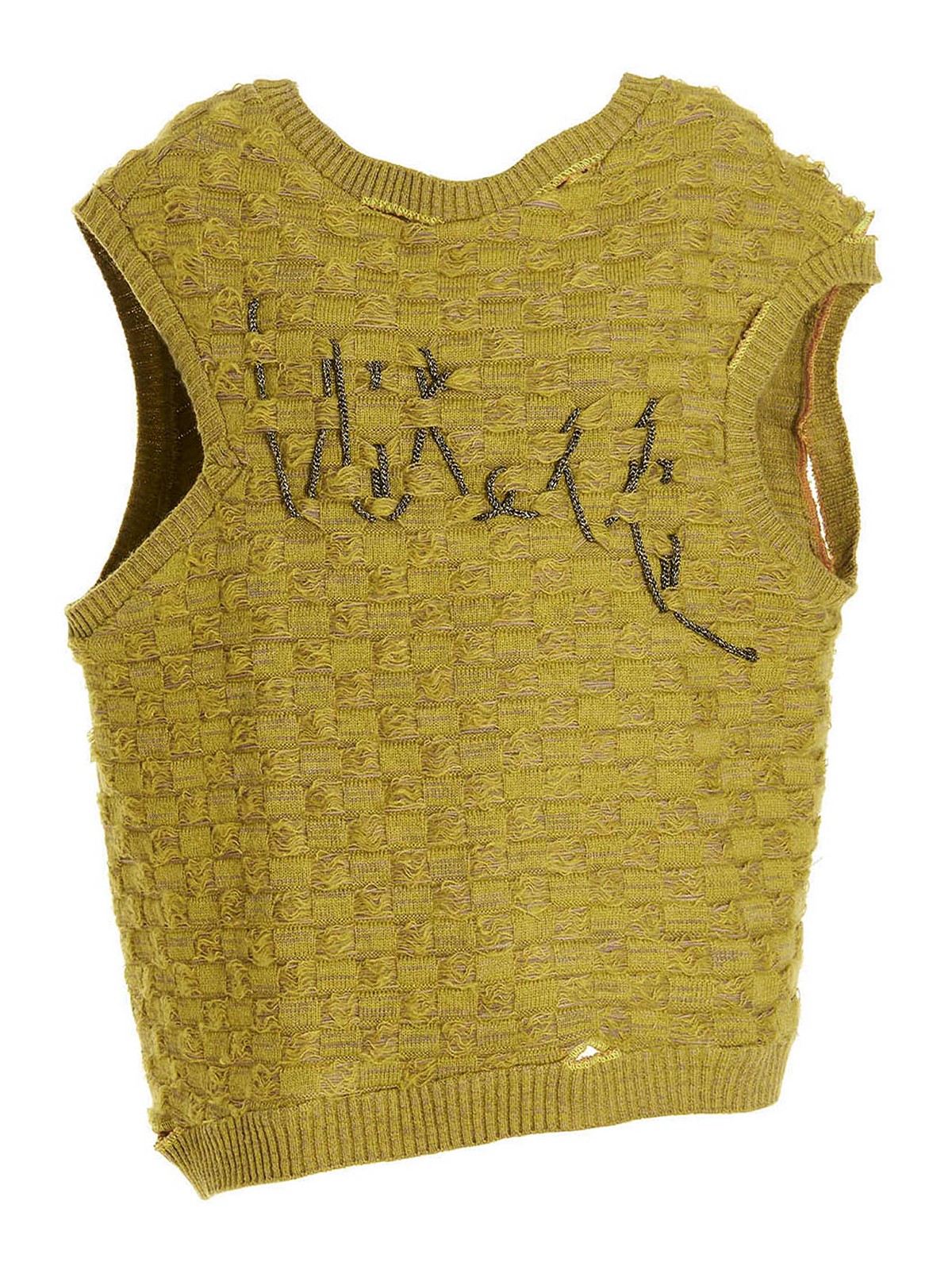 Vitelli Crochet Logo Stitch Basket Gilet In Green