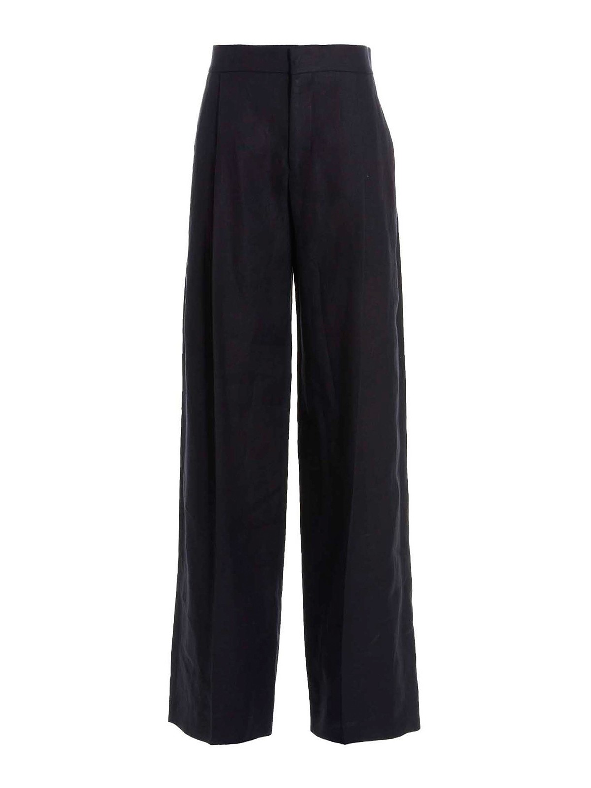 Shop Chloé Linen Pants With Front Pleats In Blue