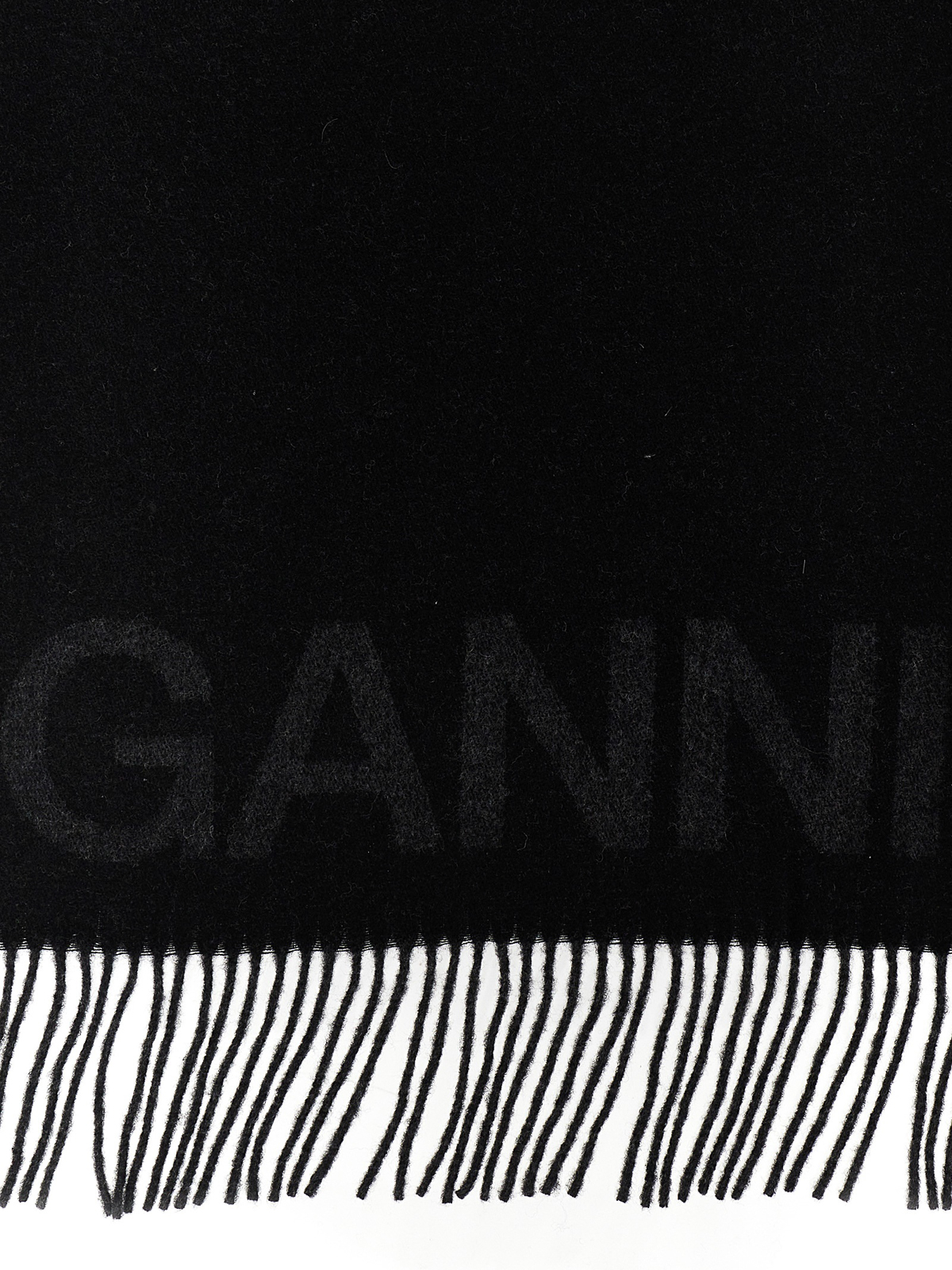 Shop Ganni Scarf Maxi Logo In Black