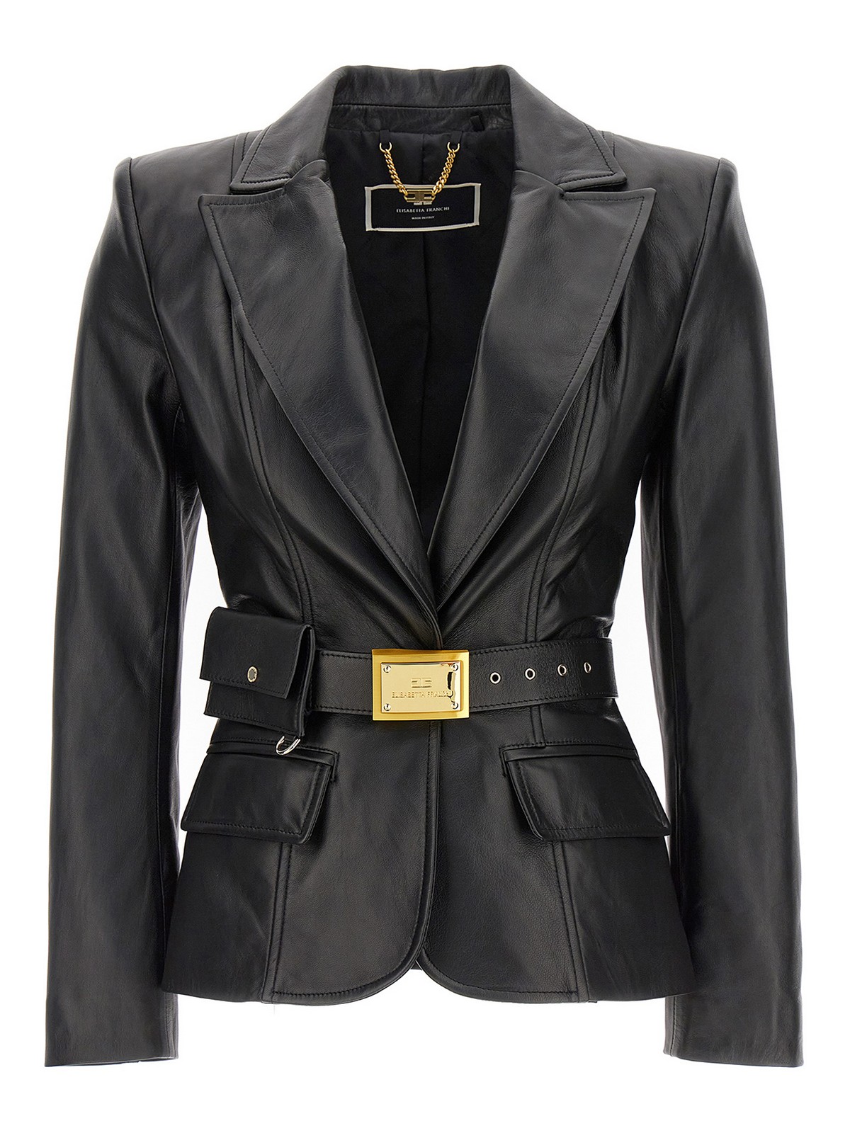 Elisabetta Franchi GOLD ブラックレザージャケット Elisabetta Franchi GOLD ブラックレザージャケット
