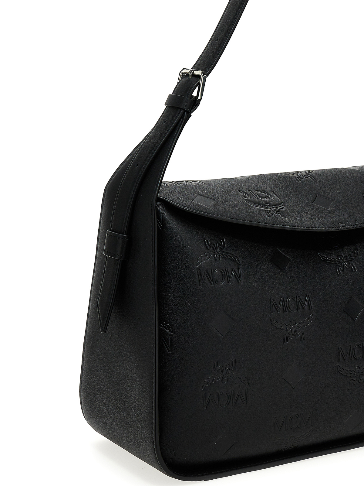 MCM, Bags, Mcm Black Leather Shoulder Bag