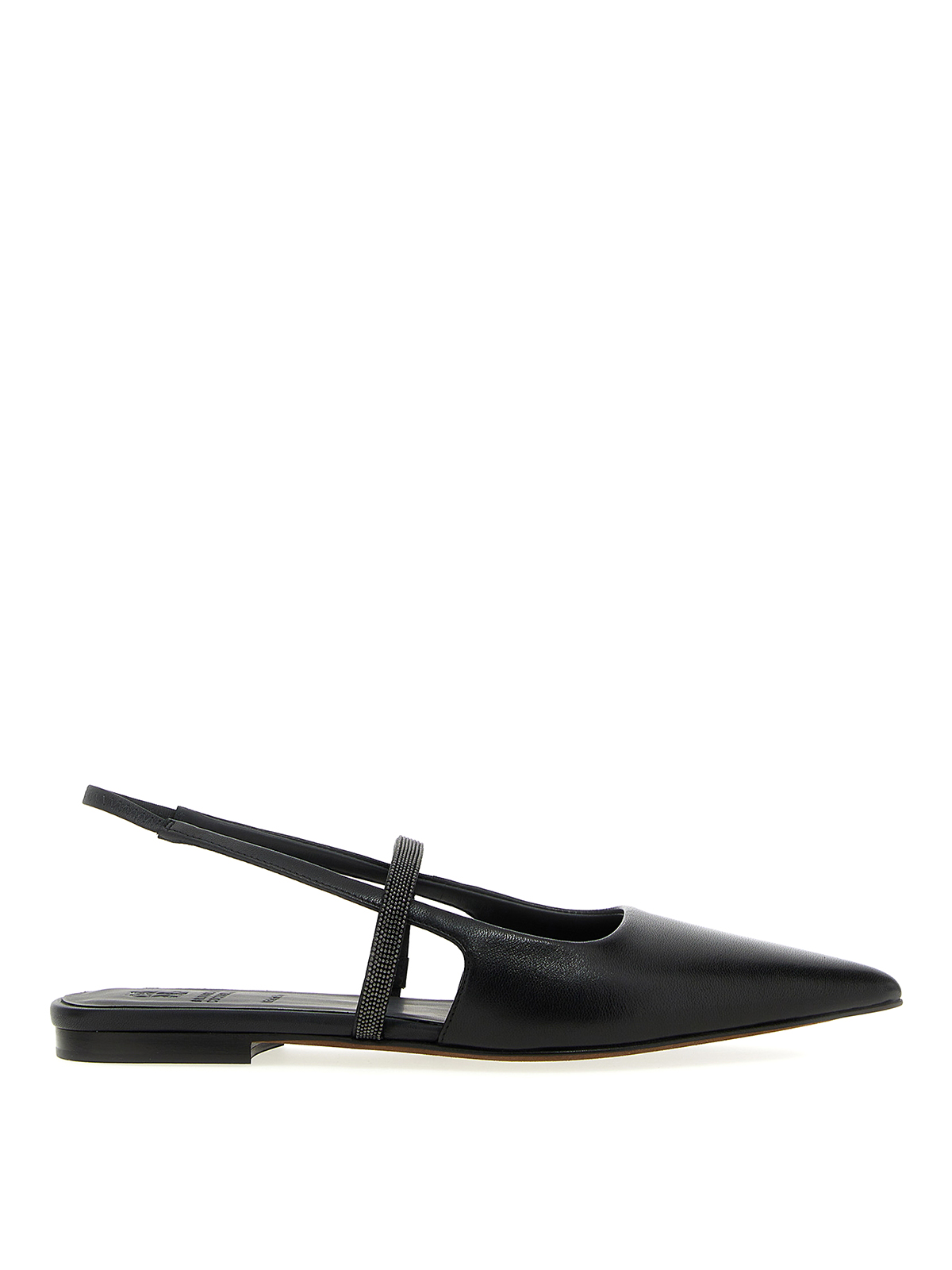 Brunello Cucinelli Slingback Ballet Flats With Precious Strap In Black