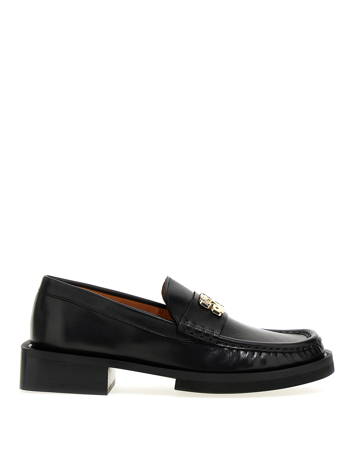Ganni Logo Loafers In Negro