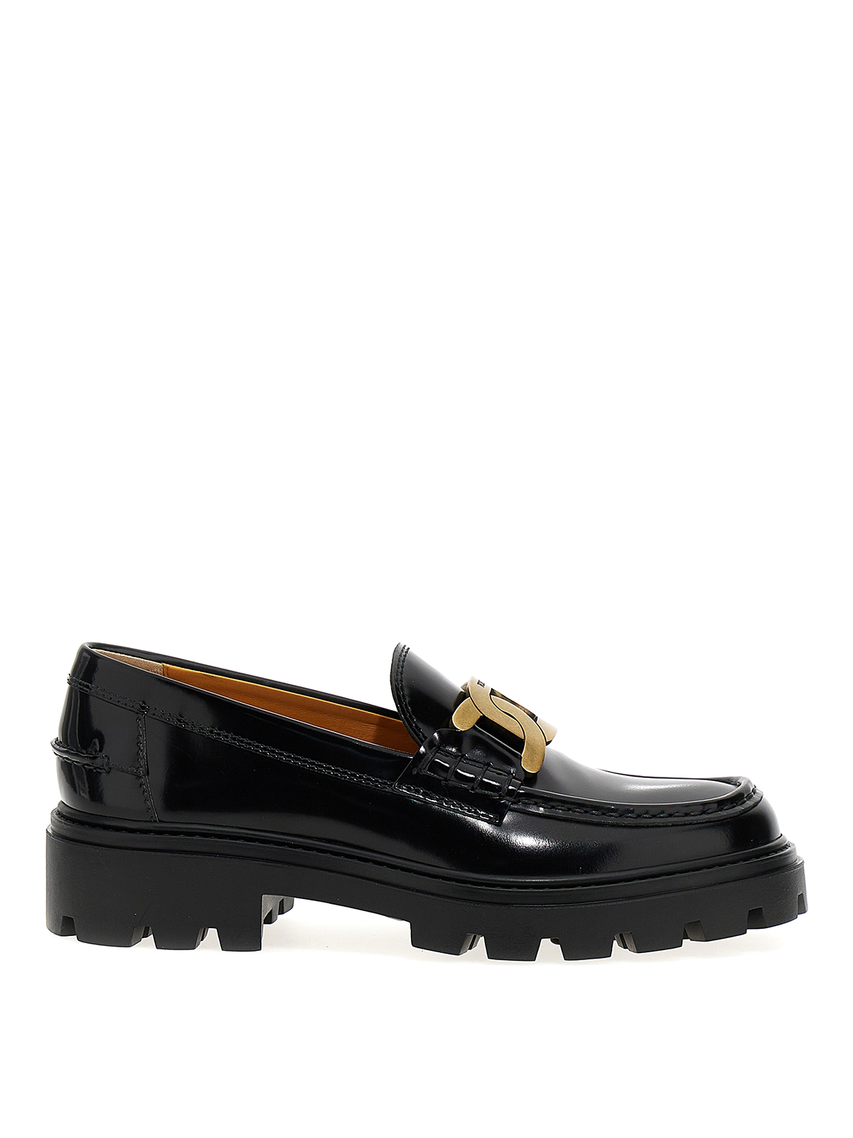 Shop Tod's Chain Loafers In Black