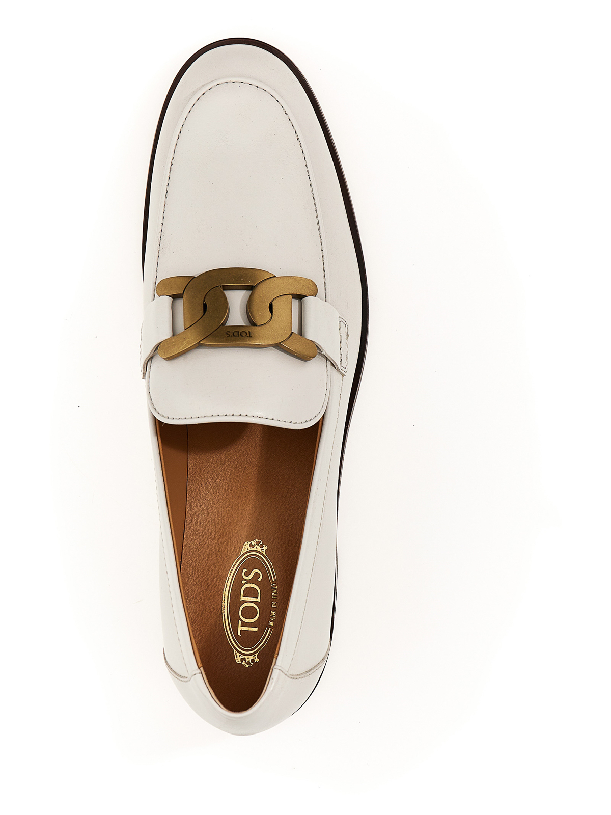 Shop Tod's Chain Loafers In White