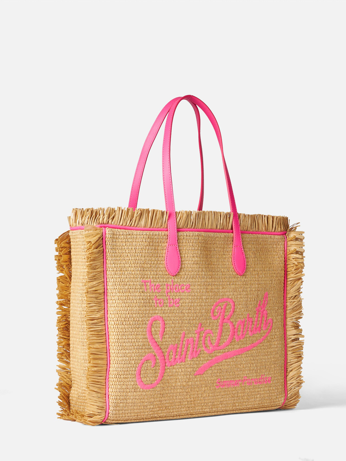 Shop Mc2 Saint Barth Tote Bag With Logo In Fuchsia