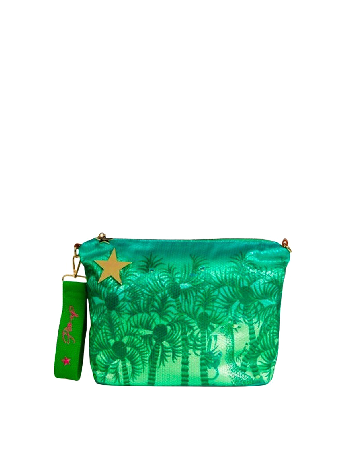 Shop Pin Up Stars Clutch Bag With Logo In Green