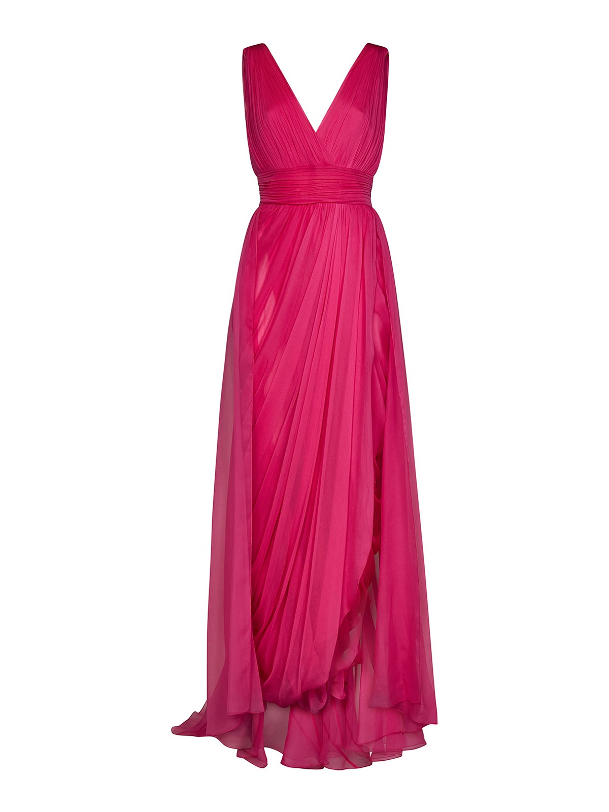 Alberta Ferretti Fuchsia Silk Chiffon Long Dress In Pink Alberta Ferretti Fuchsia Silk Chiffon Long Dress In Pink