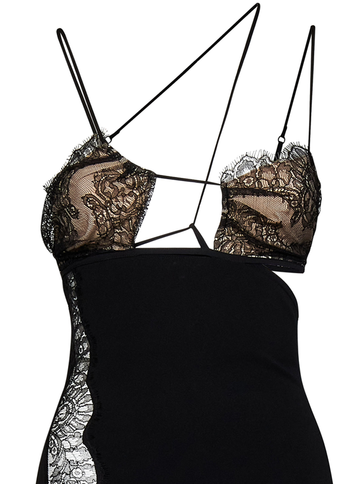 Nensi Dojaka Lace asymmetrical minidress - Black|NDSS23DR101BLACK