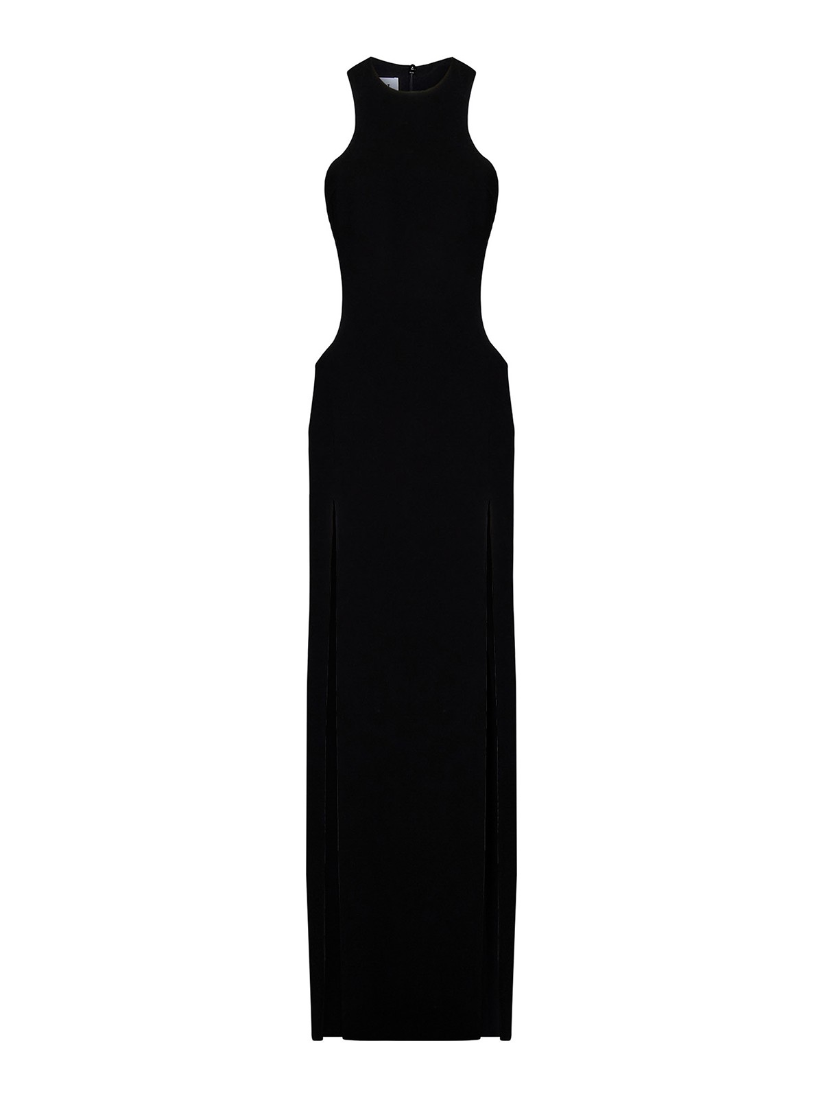 Monot Long Black Crepe Dress In Negro