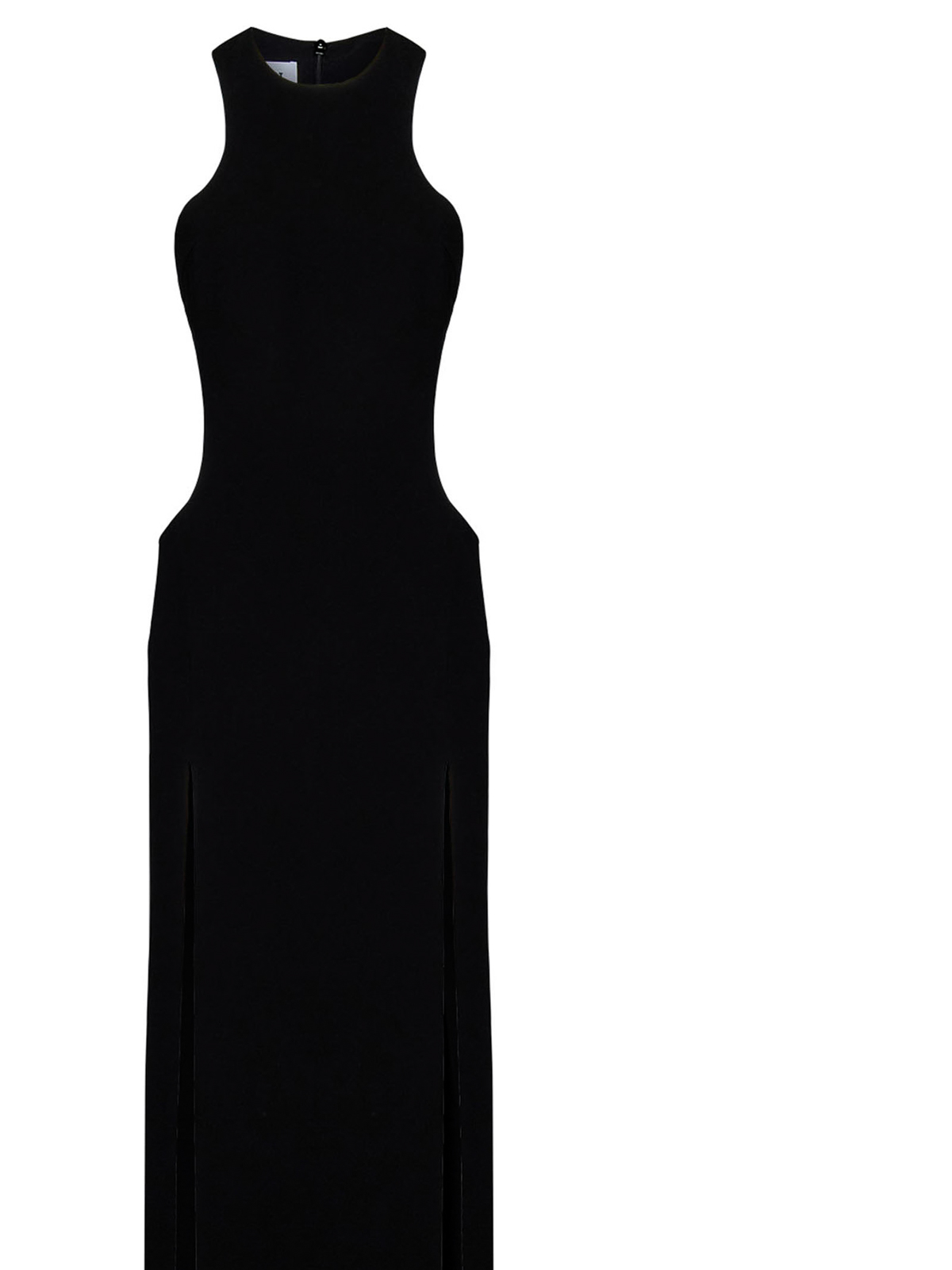 Shop Monot Long Black Crepe Dress In Negro