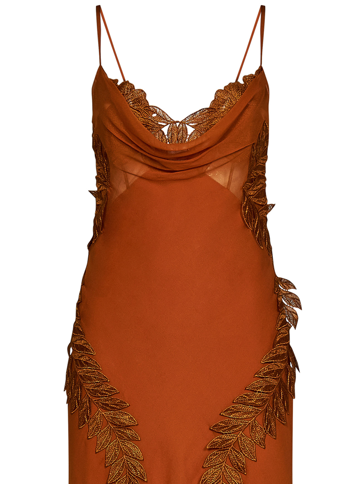 Alberta Ferretti Midi dress in orange silk chiffon