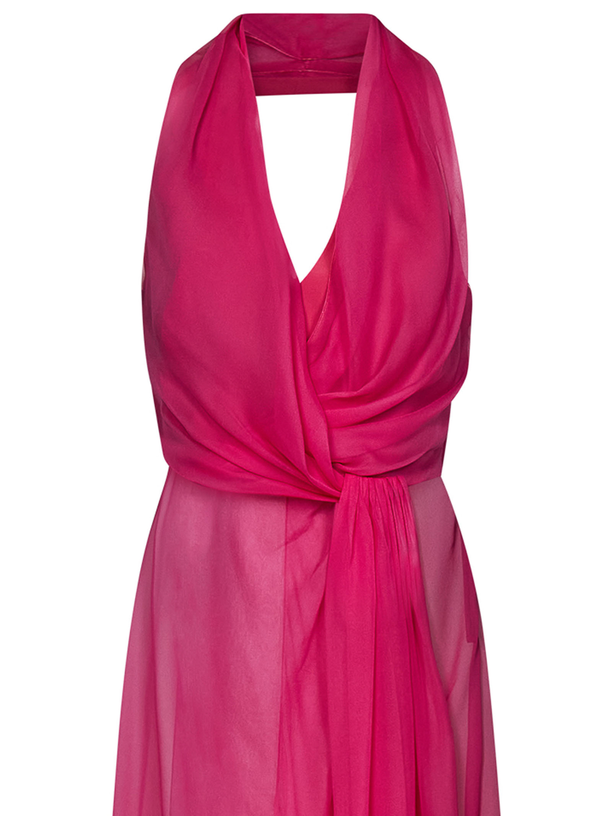 Shop Alberta Ferretti Fuchsia Silk Chiffon Wrap Top In Multicolor