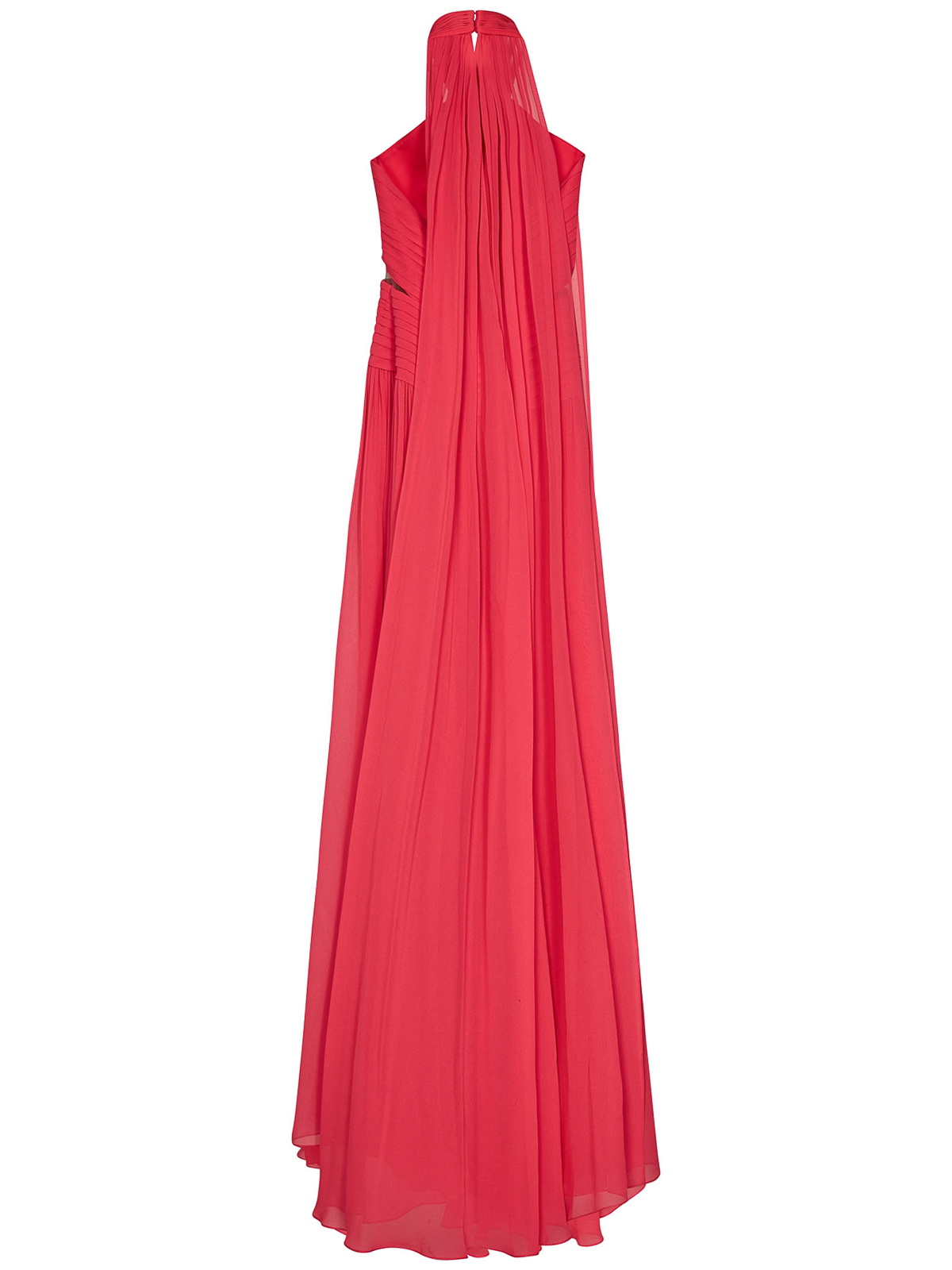 Elie Saab Long calypso-colored silk chiffon dress|15127CALYPSO