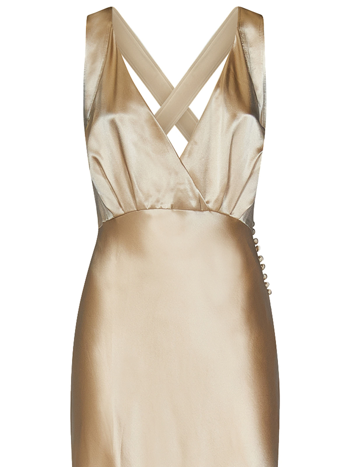 slim fit dress slacks KHAITE Size M Sukey Gold Viscose Satin Straps Harness Dress Top – Sui  Generis Designer Consignment main image 0