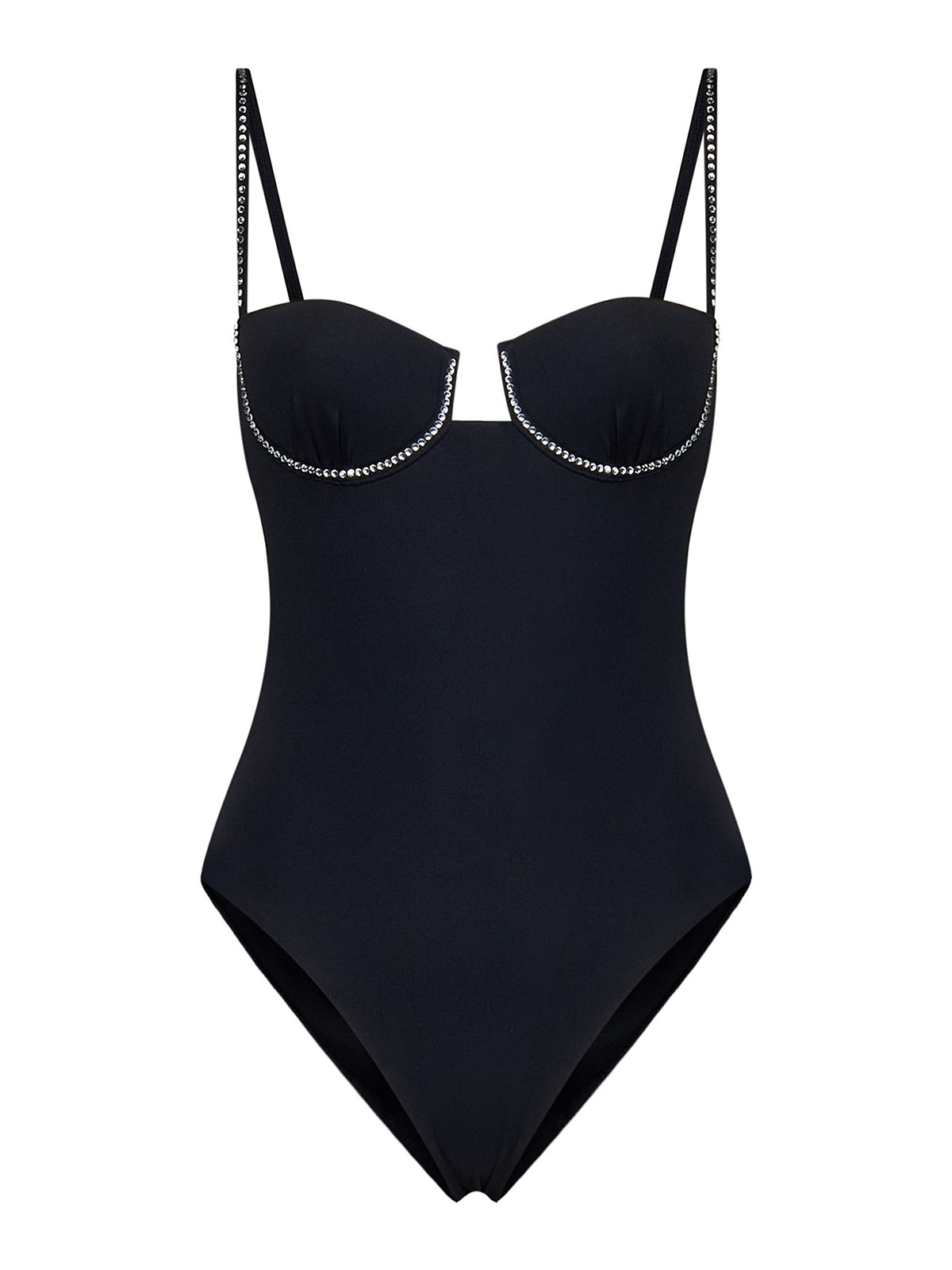 La Reveche Black lycra one-piece balconette swimsuit