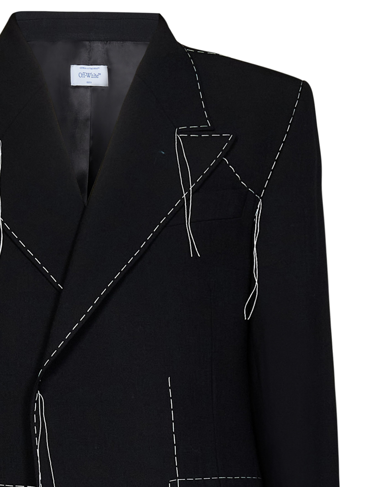 Shop Off-white Black Double-breasted Blazer In Wool Blend In Negro