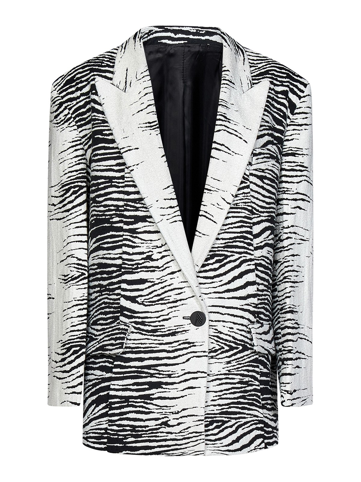 Attico Glen Tiger Jacquard Oversize Single Breasted Blazer In White
