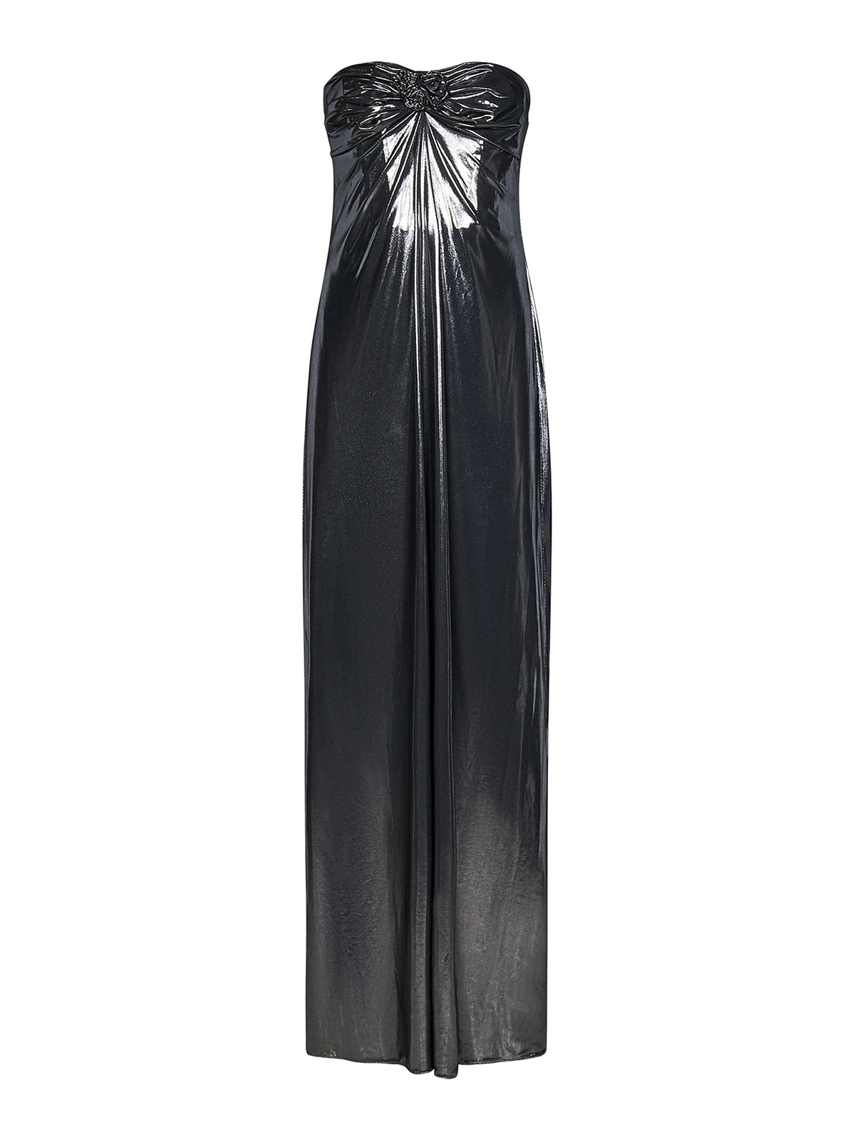 Shop Magda Butrym Strapless Maxi Dress In Silver