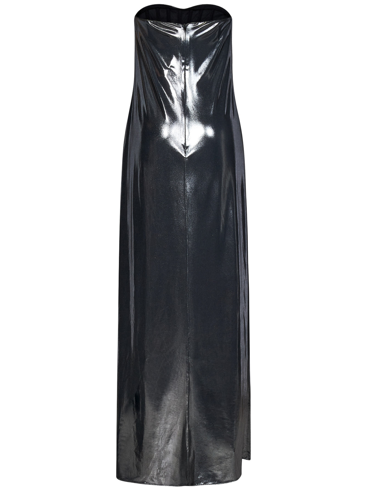 Shop Magda Butrym Strapless Maxi Dress In Silver