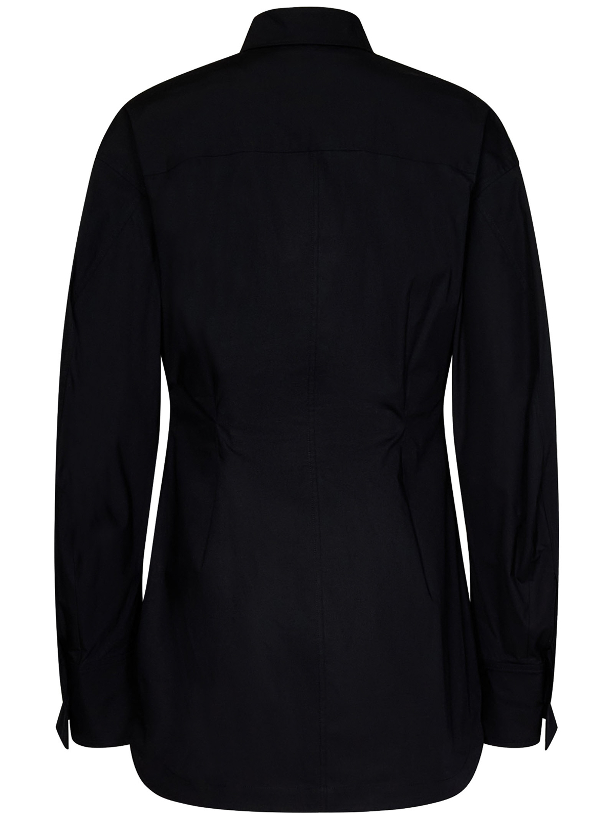Shop Attico Black Stretch Cotton Poplin Mini Shirt Dress