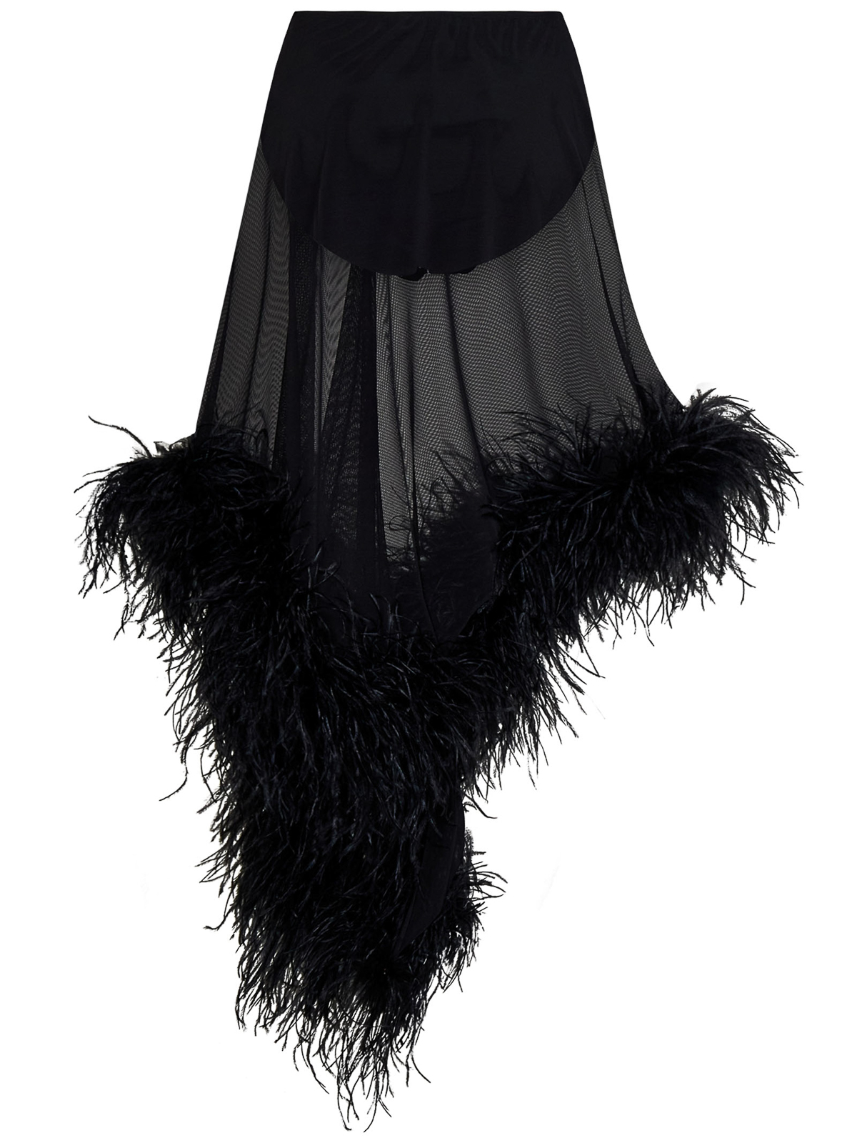Shop Attico Mya Asymmetrical Skirt In Black Tulle