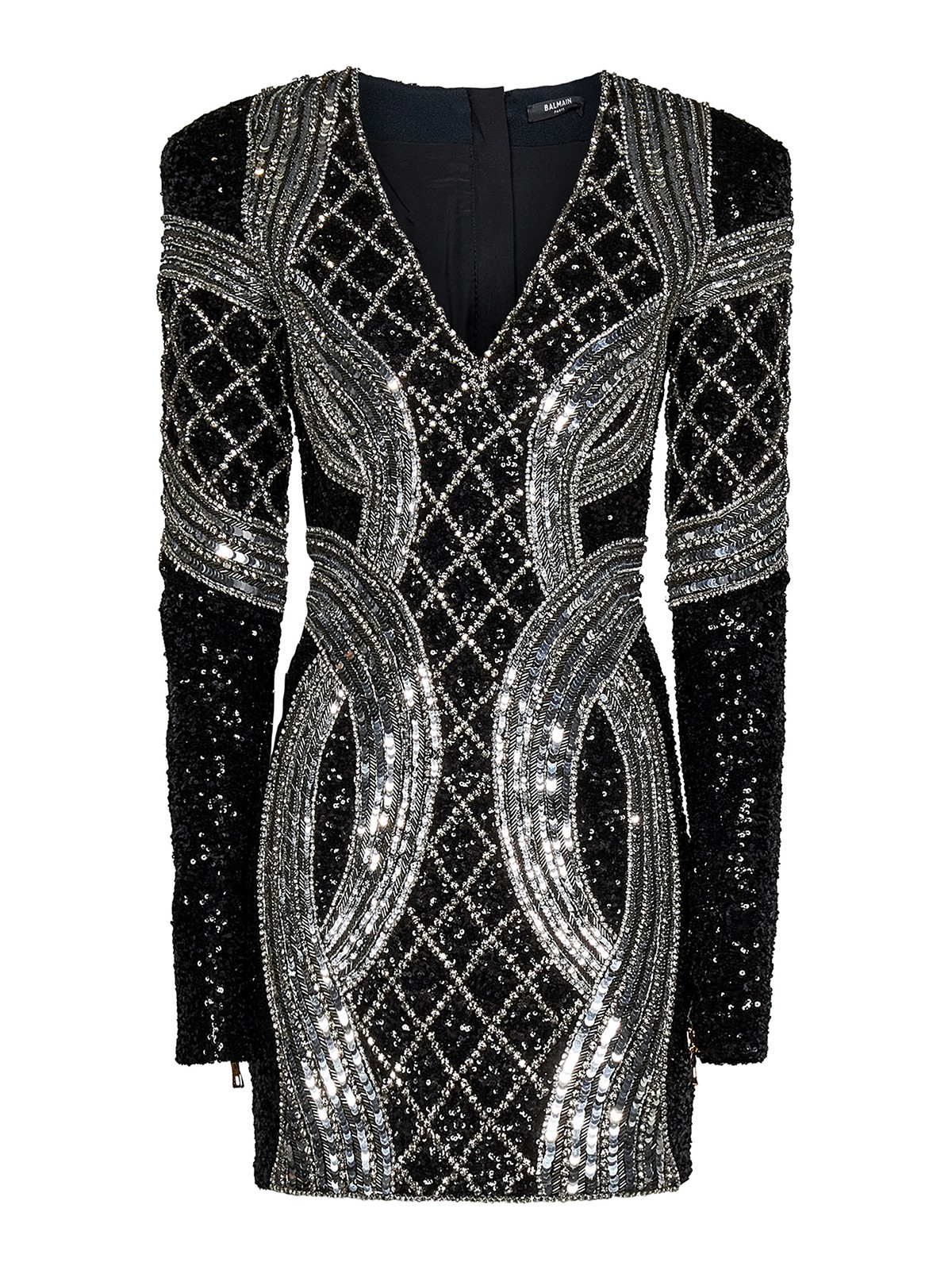 BALMAIN SEQUINS AND CRYSTALS EMBROIDERED MINIDRESS
