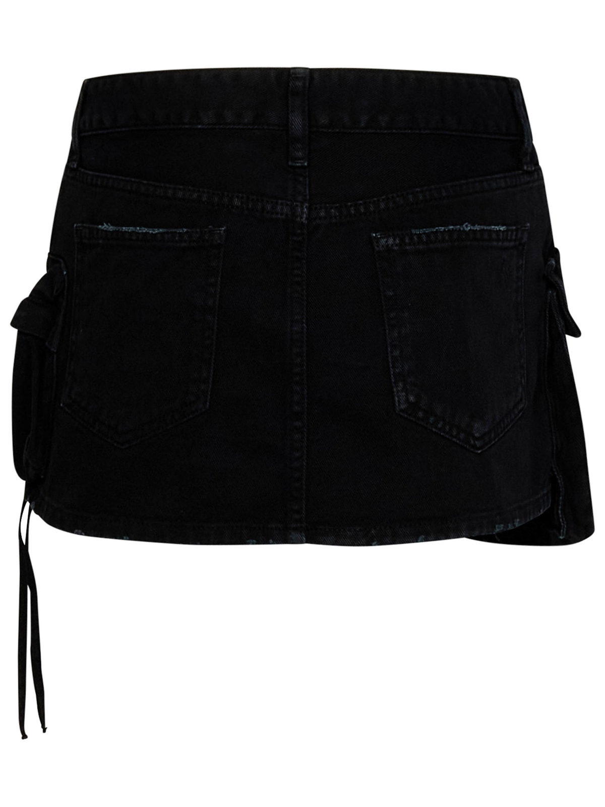 Shop Attico Multi-pocket Low-rise Cotton Denim Mini Skirt In Negro