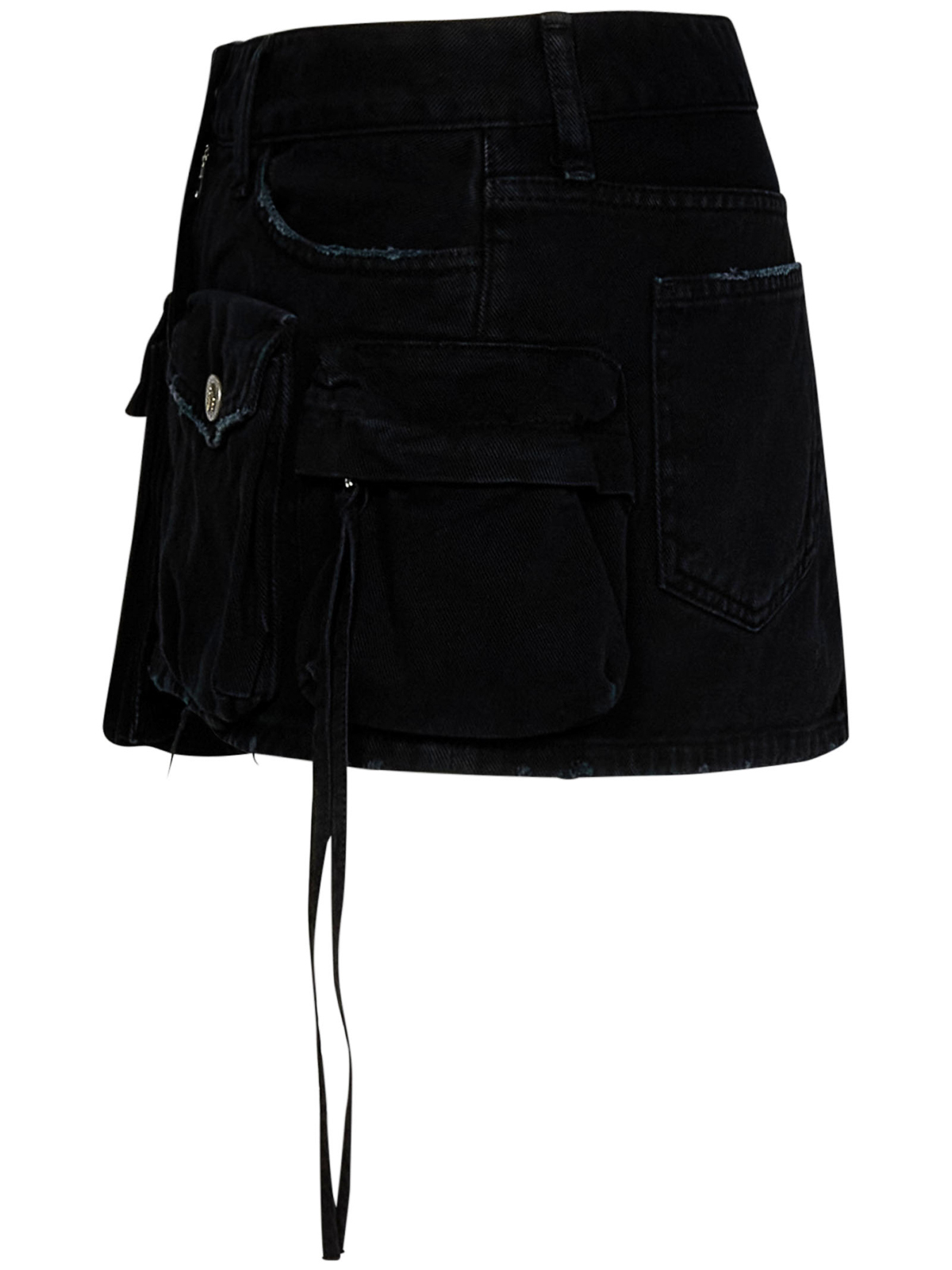 Shop Attico Multi-pocket Low-rise Cotton Denim Mini Skirt In Negro