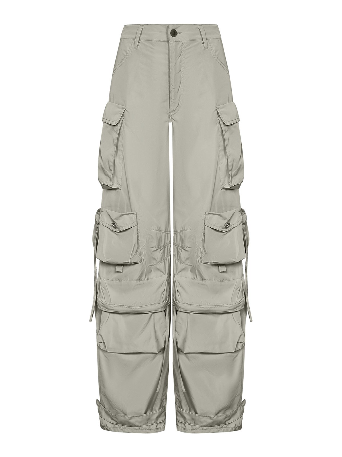 Attico Multi-pocket Ivory Nylon Long Trousers In White