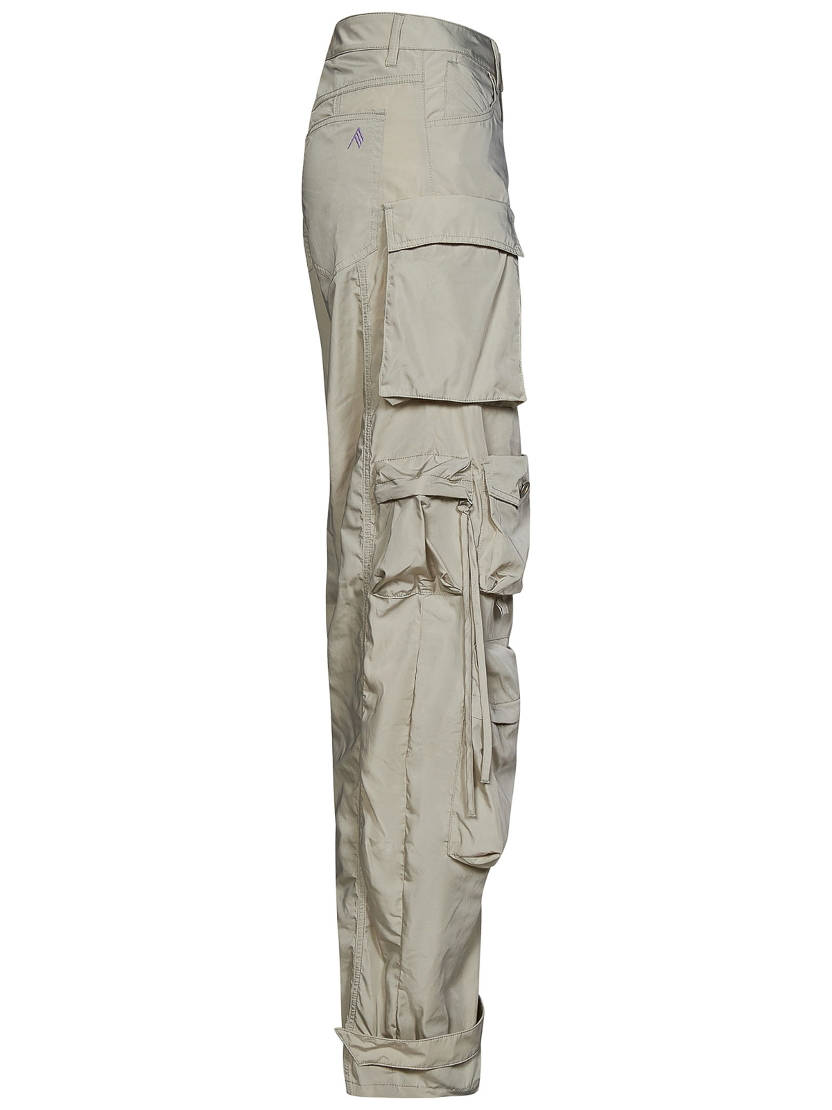 Shop Attico Multi-pocket Ivory Nylon Long Trousers In White