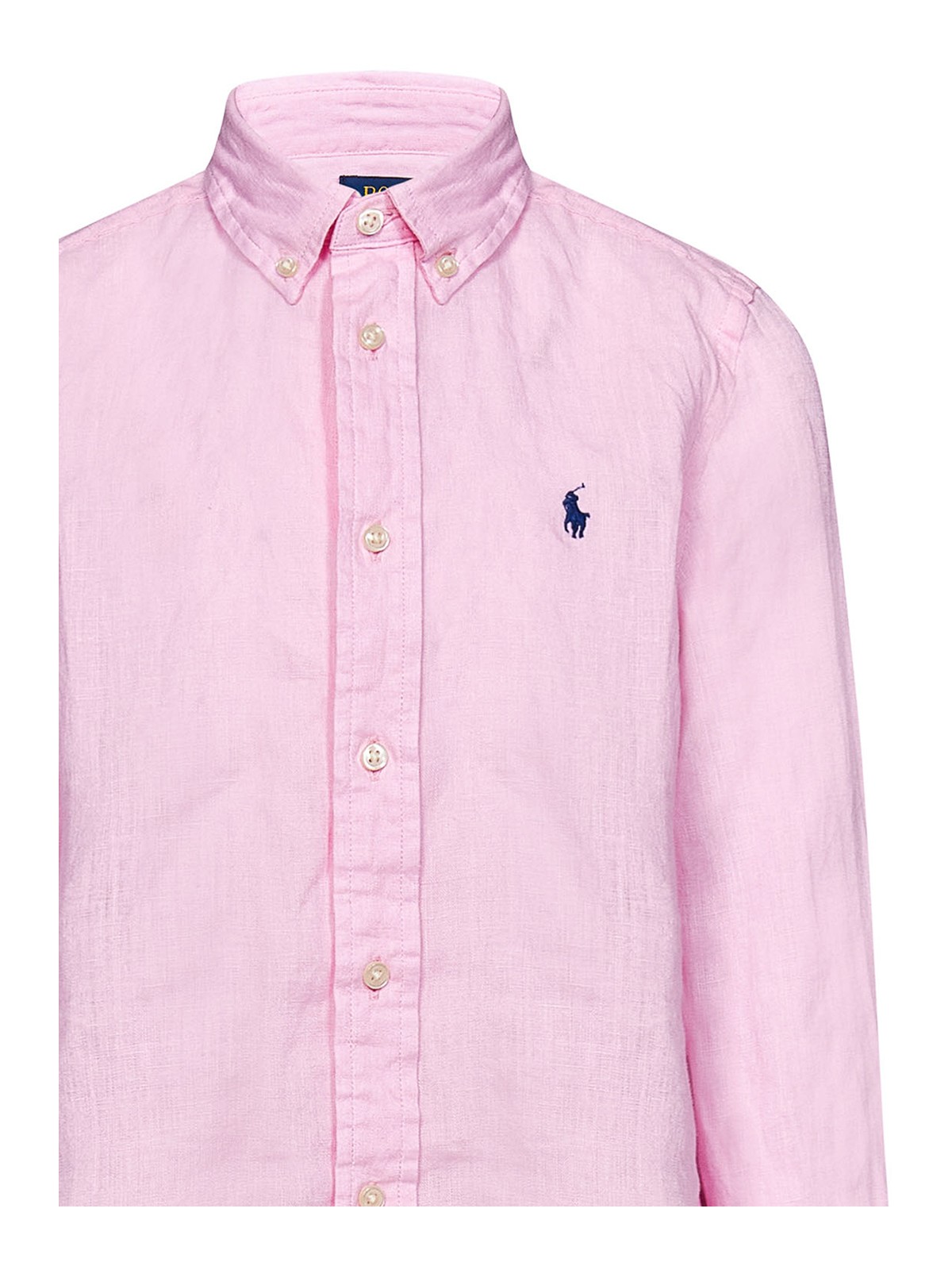 Polo Ralph Lauren Kids' Pink Linen Shirt For Boy In Nude & Neutrals