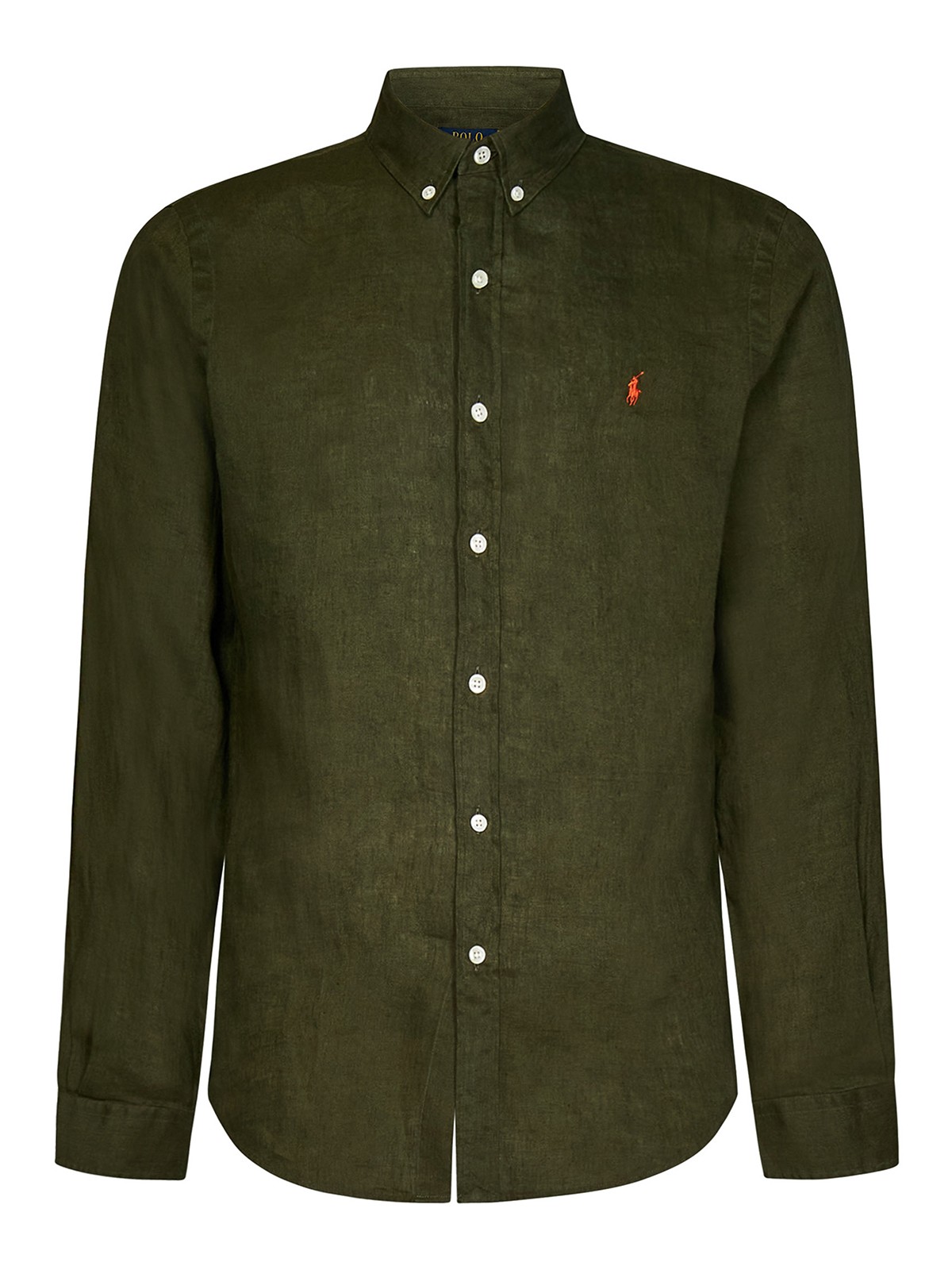 Polo Ralph Lauren Army Green Slim-fit Linen Shirt