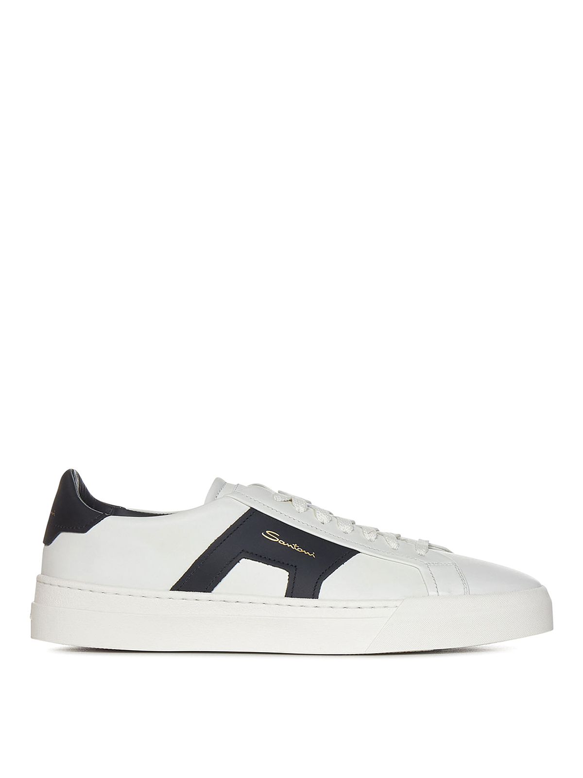 Shop Santoni Double Buckle Sneakers In White Leather