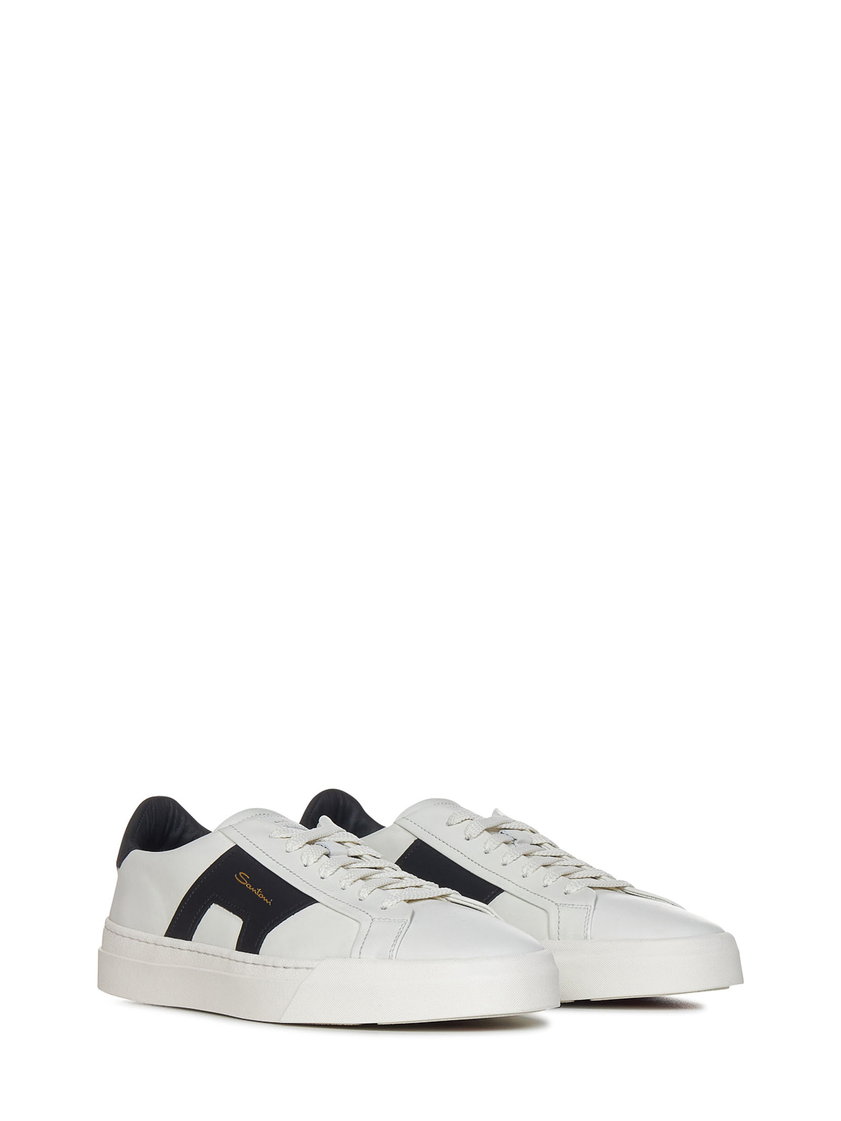 Shop Santoni Double Buckle Sneakers In White Leather