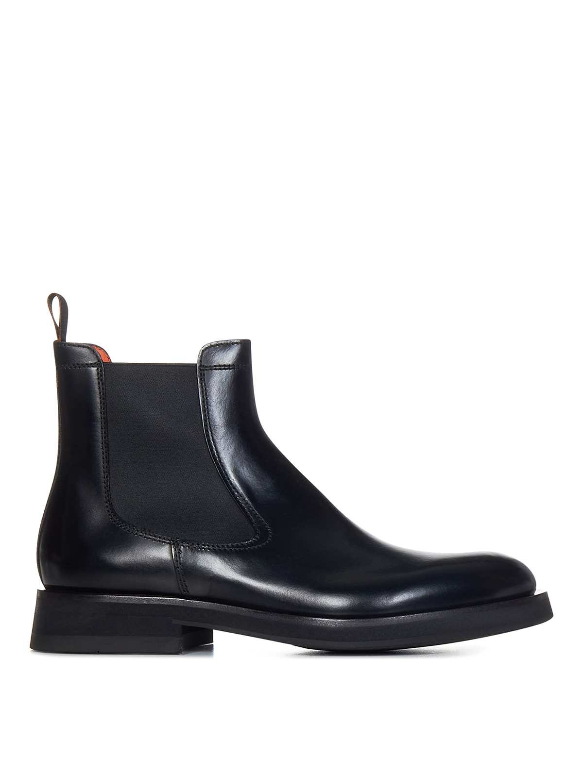 Santoni Ankle-length Leather Chelsea Boots In Negro
