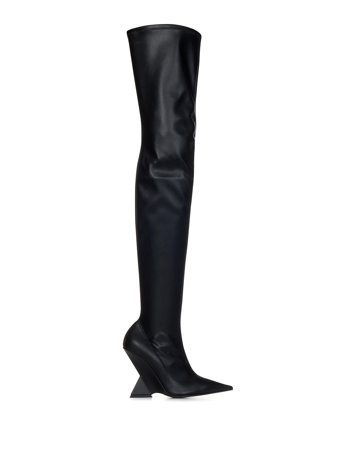 Attico Knee-high Boot  In Black Stretch Eco-leather In Negro
