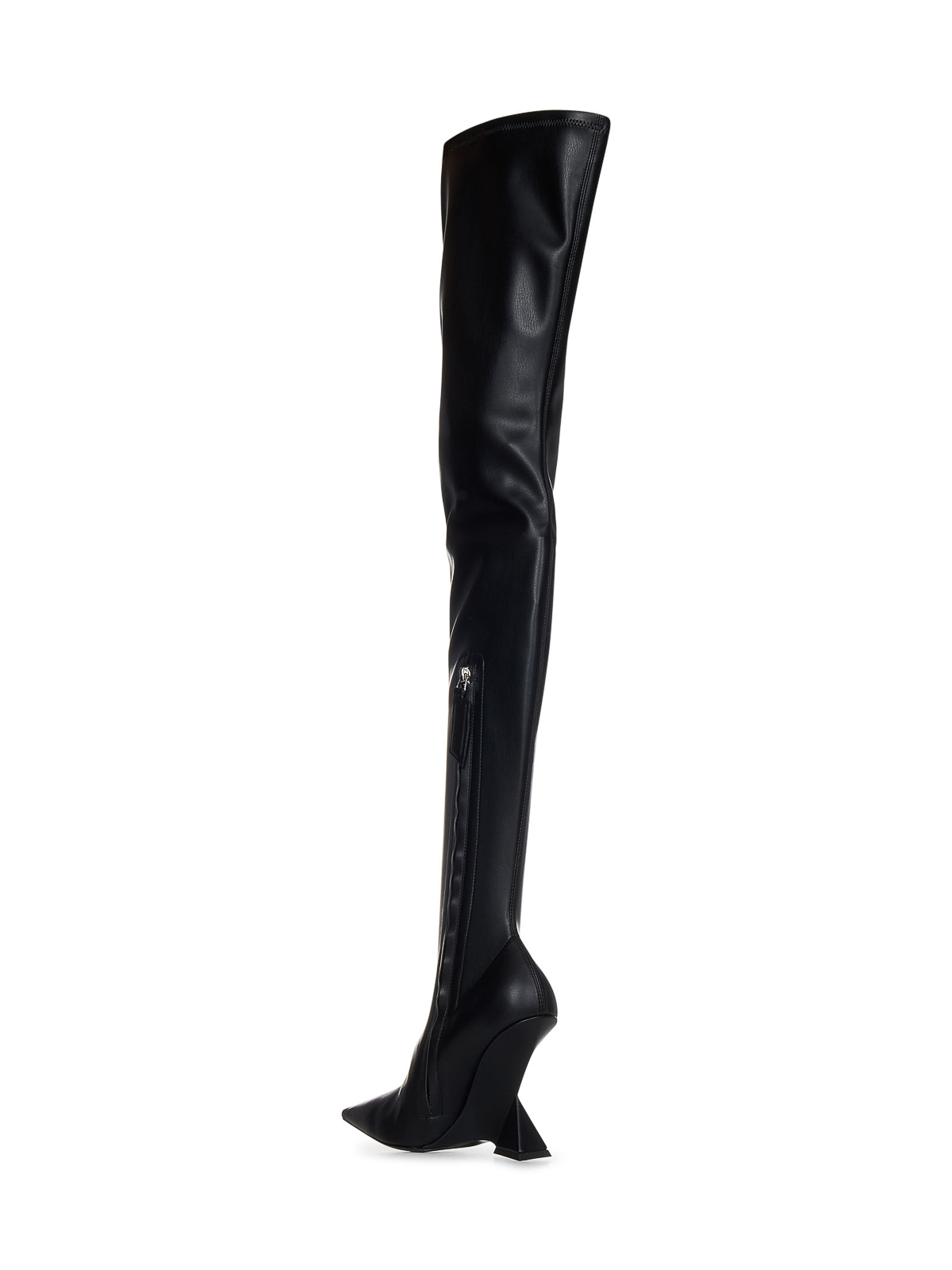 Shop Attico Knee-high Boot  In Black Stretch Eco-leather In Negro