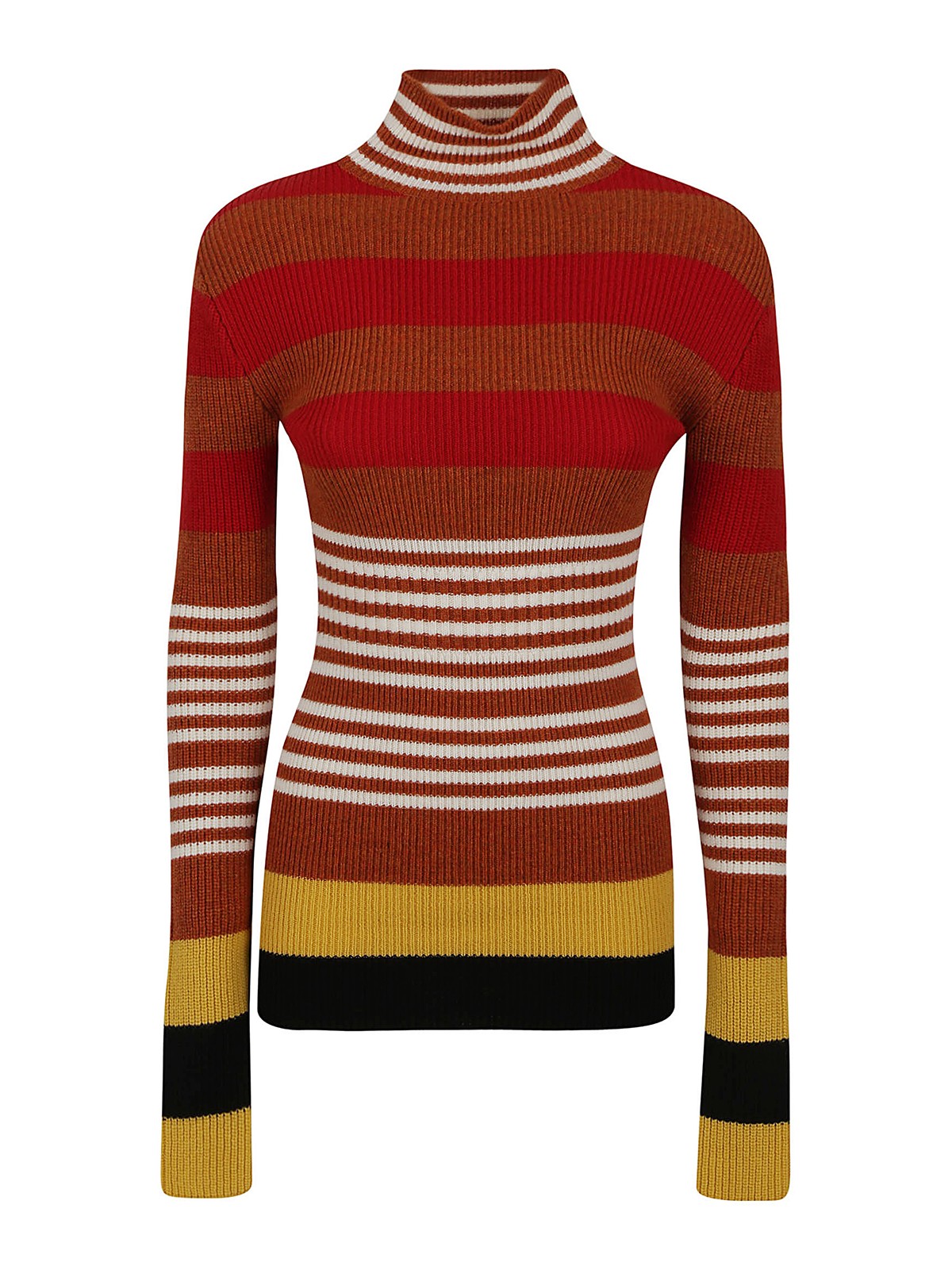 Marni Multi Stripe High-neck Wool Sweater In Multicolor