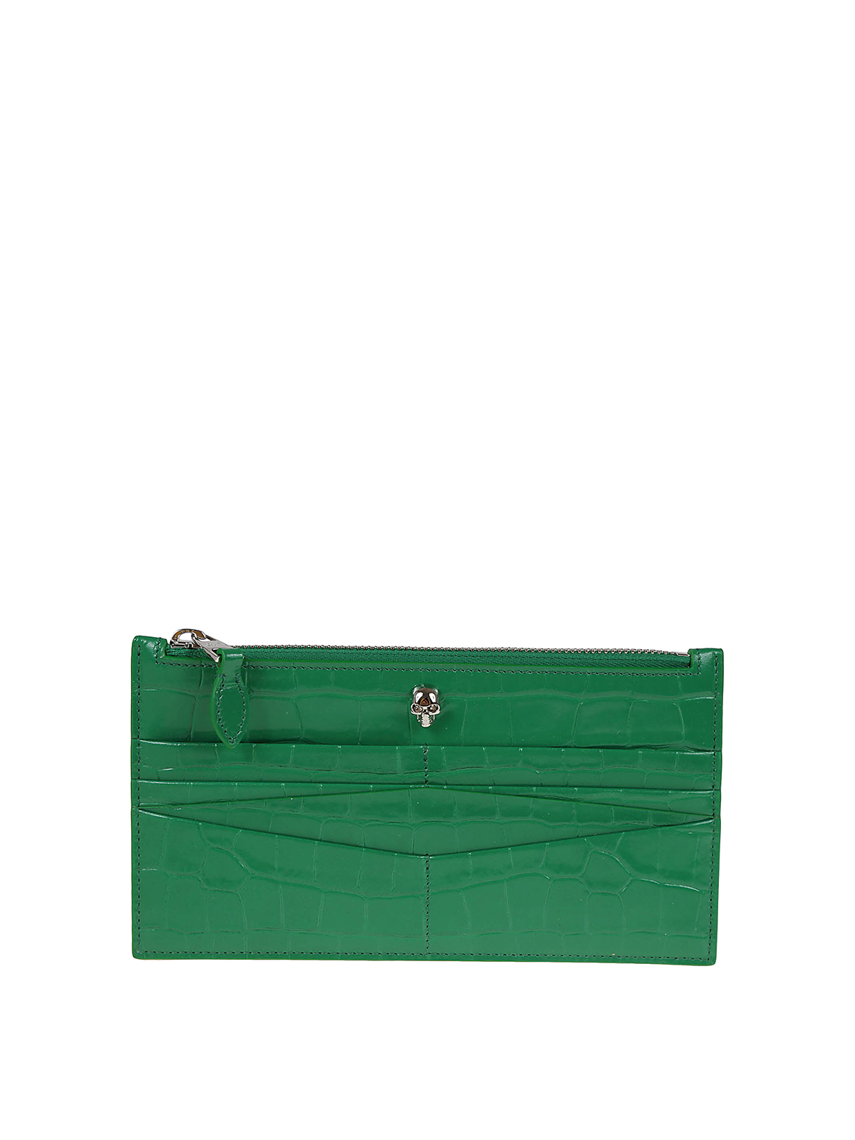 Alexander Mcqueen Flat Zip Wallet In Green
